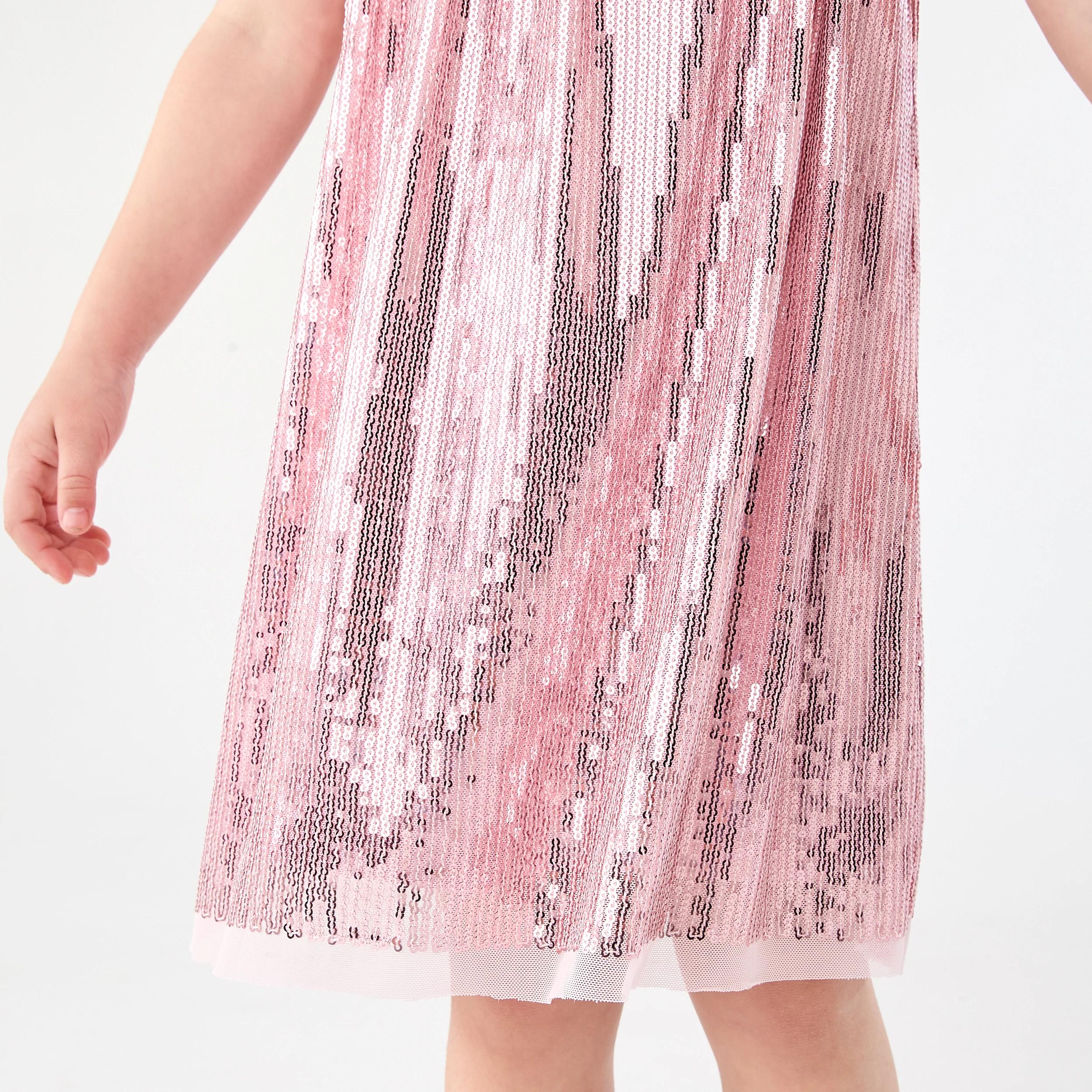 6 Sequin Party Dress Bllet Pink, 6 of 8
