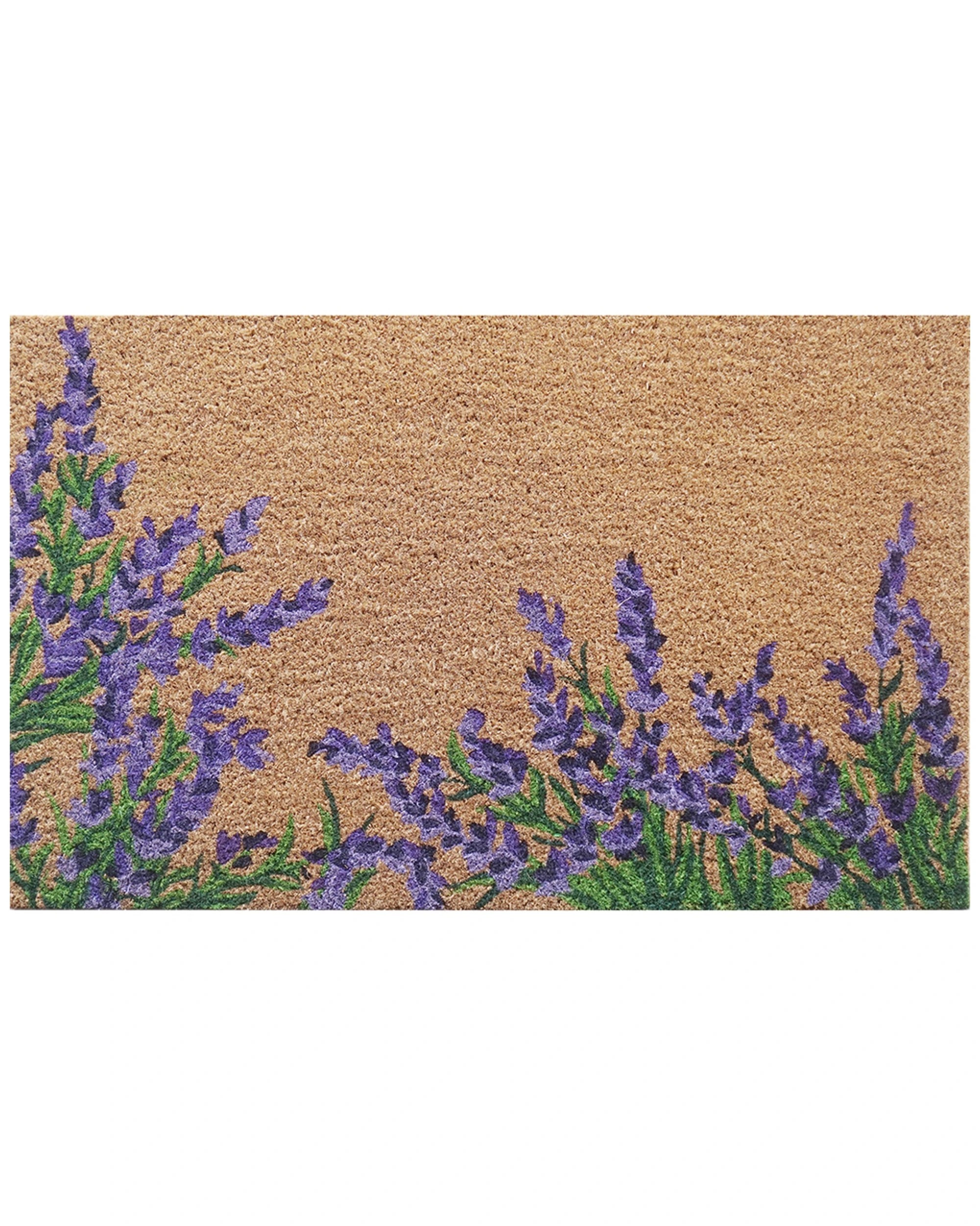 2 Solemate PVC Backed Coir Lavender Bush 45x75cm Slimline Outdoor Doormat - Natural, 2 of 4