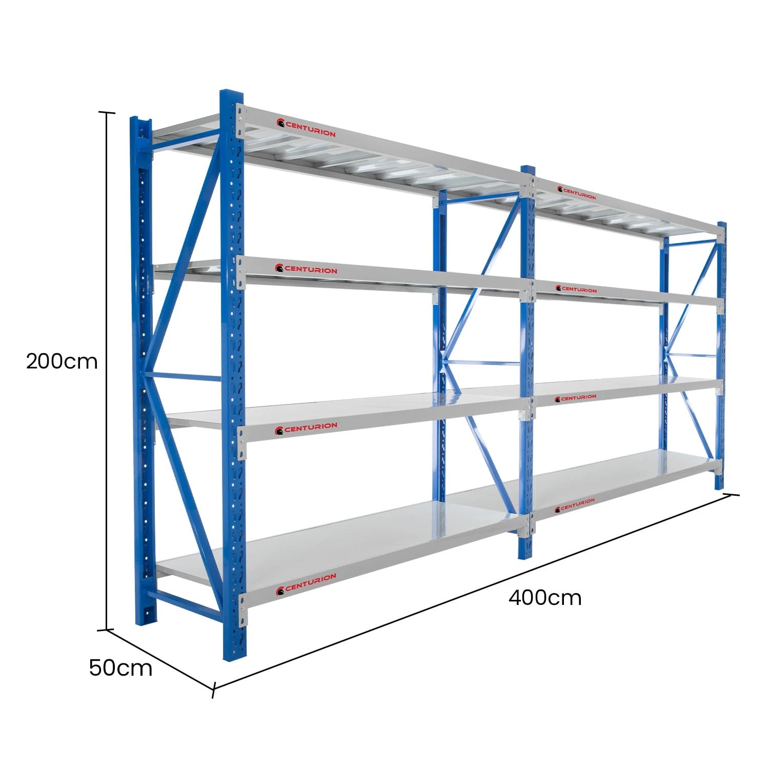 2 Centurion Standard 2 Bay 4M Wide Heavy DutyShelving 400kg - Blue, 2 of 9