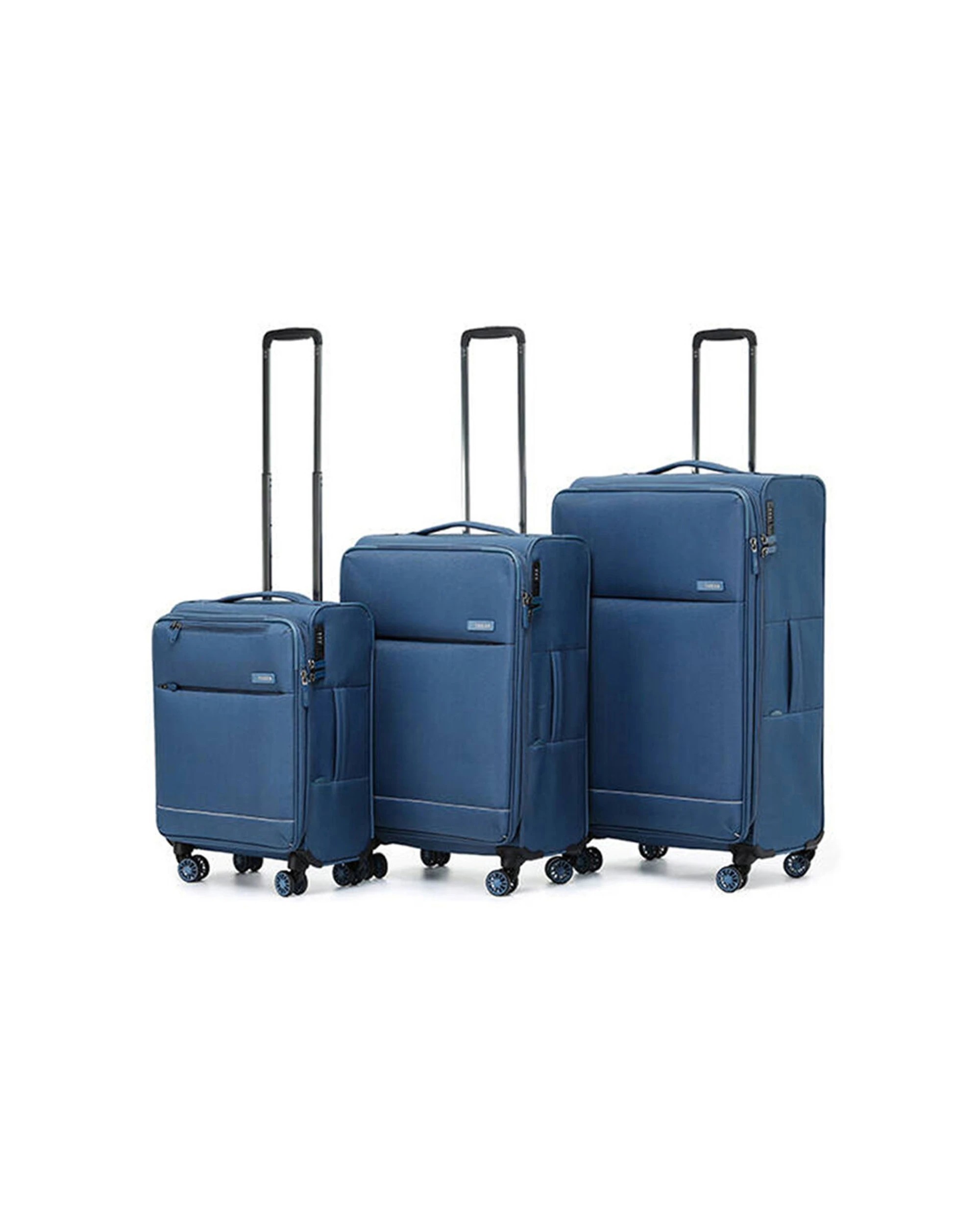 1 Tosca 3Pc So-Lite 2-Wheel Suitcase Travelling Luggage Trolley Set - Blue, 1 of 9