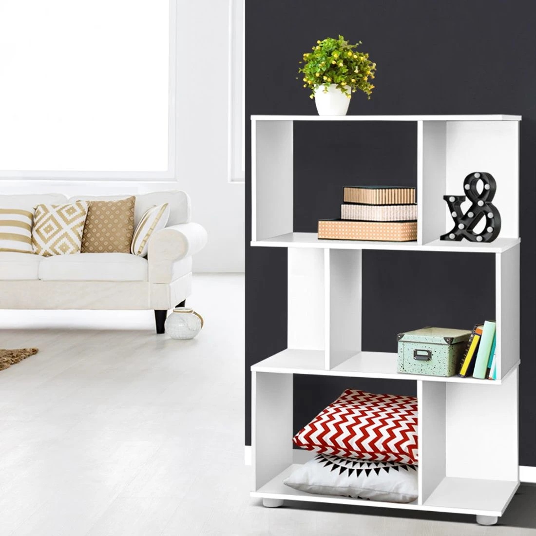 3 Artiss Bookshelf 3 Tiers - White, 3 of 8