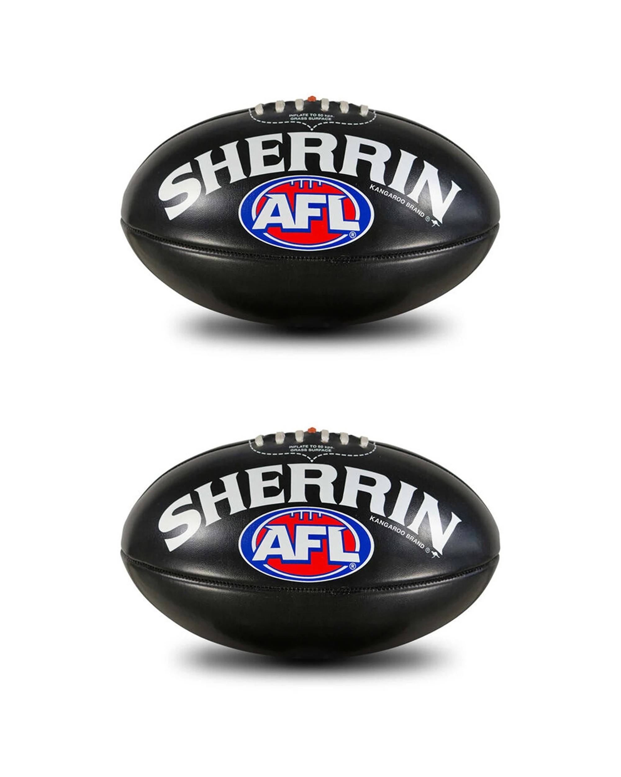 1 Sherrin AFL Football 2 Pack Size 4 PVC Outdoor Recreational Replica Grass Only - Black, 1 of 3