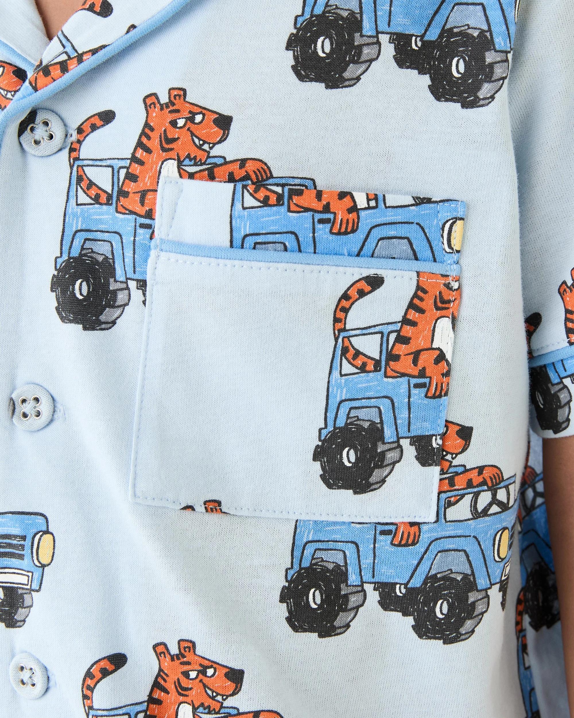 5 Short Sleeve Button Down Pyjama Set Blu Tiger, 5 of 8