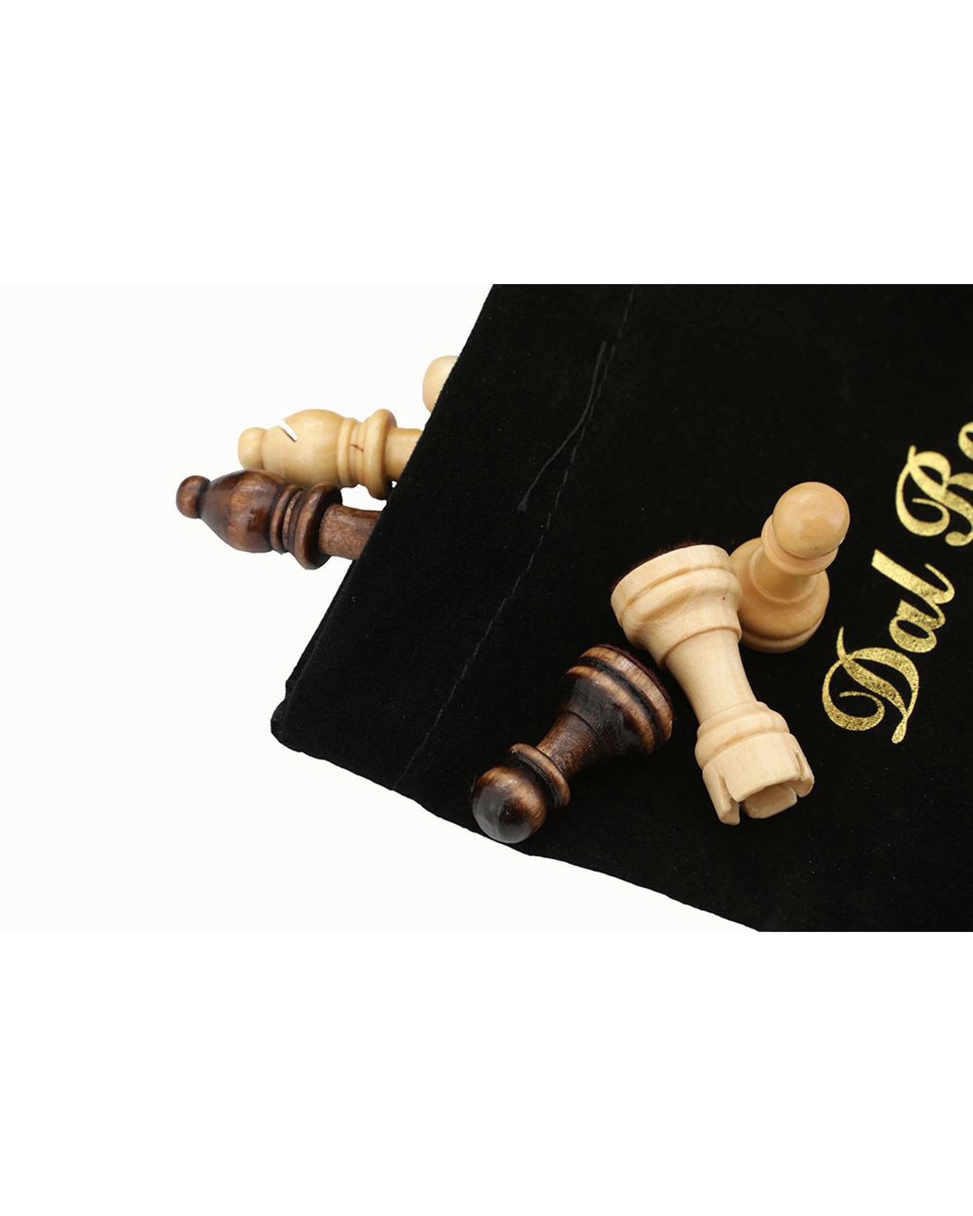 2 Dal Rossi 12 inch Walnut Inlaid Folding Chess Set, 2 of 3