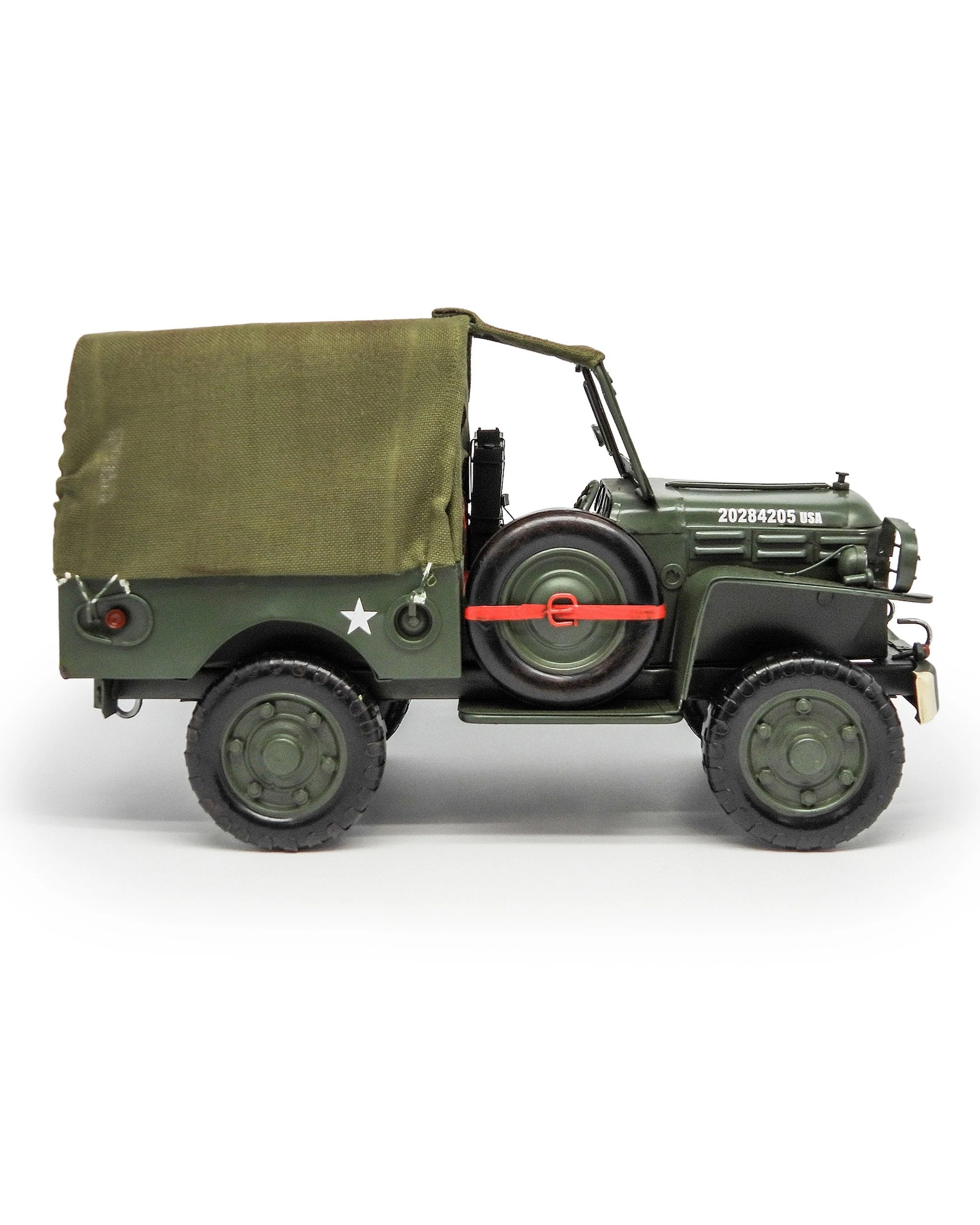 2 Boyle Metal Ornament Figurine Army Jeep Truck 34cm - Green, 2 of 6