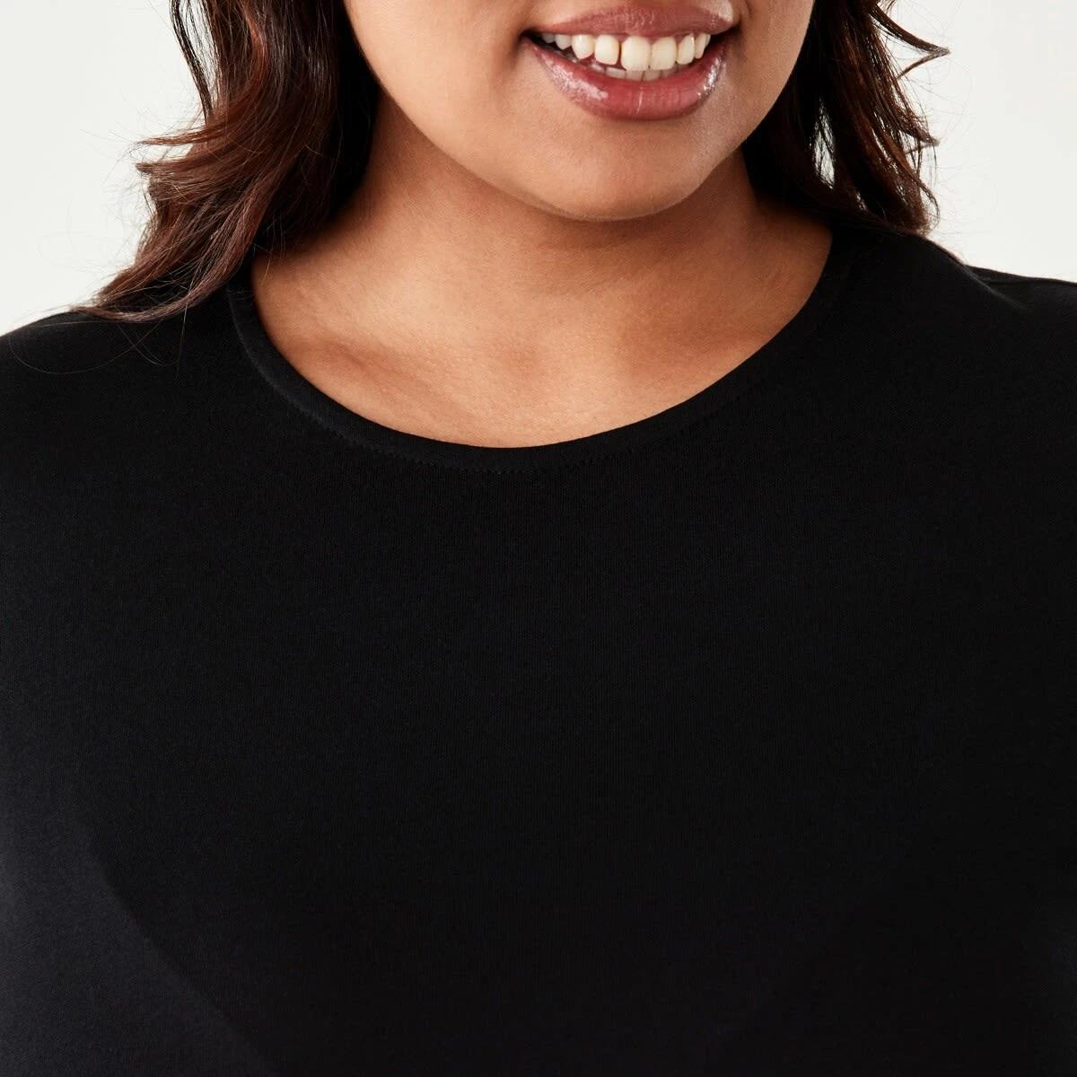 5 Curve Long Sleeve Frill Hem Dress Black, 5 of 7