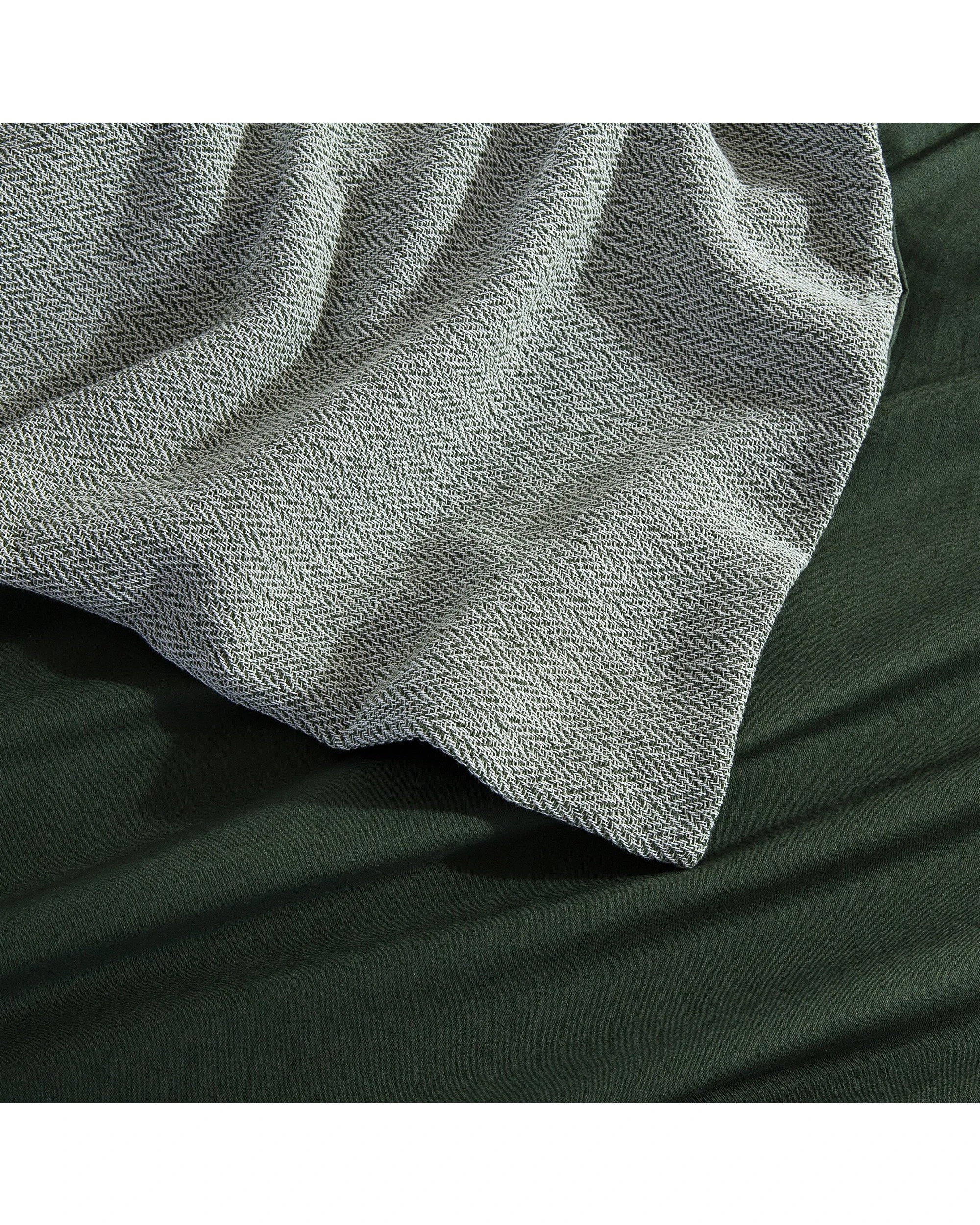 6 Dreamaker 100% Cotton Textured Herringbone Quilt Cover Set - Double Bed - Olive, 6 of 7