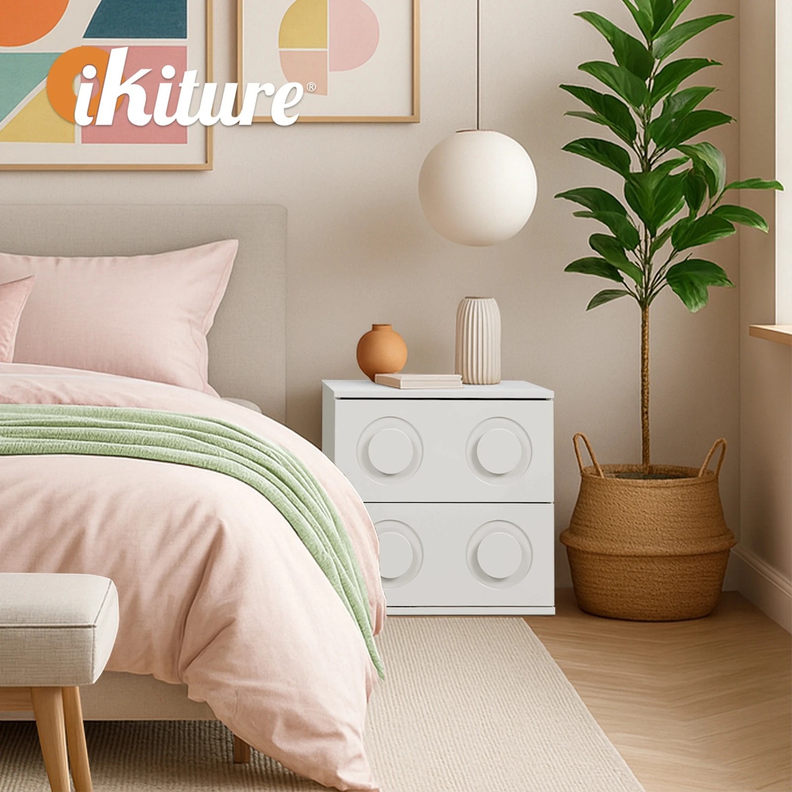 5 Oikiture Bedside Table 2 Drawers Nightstand, 5 of 8