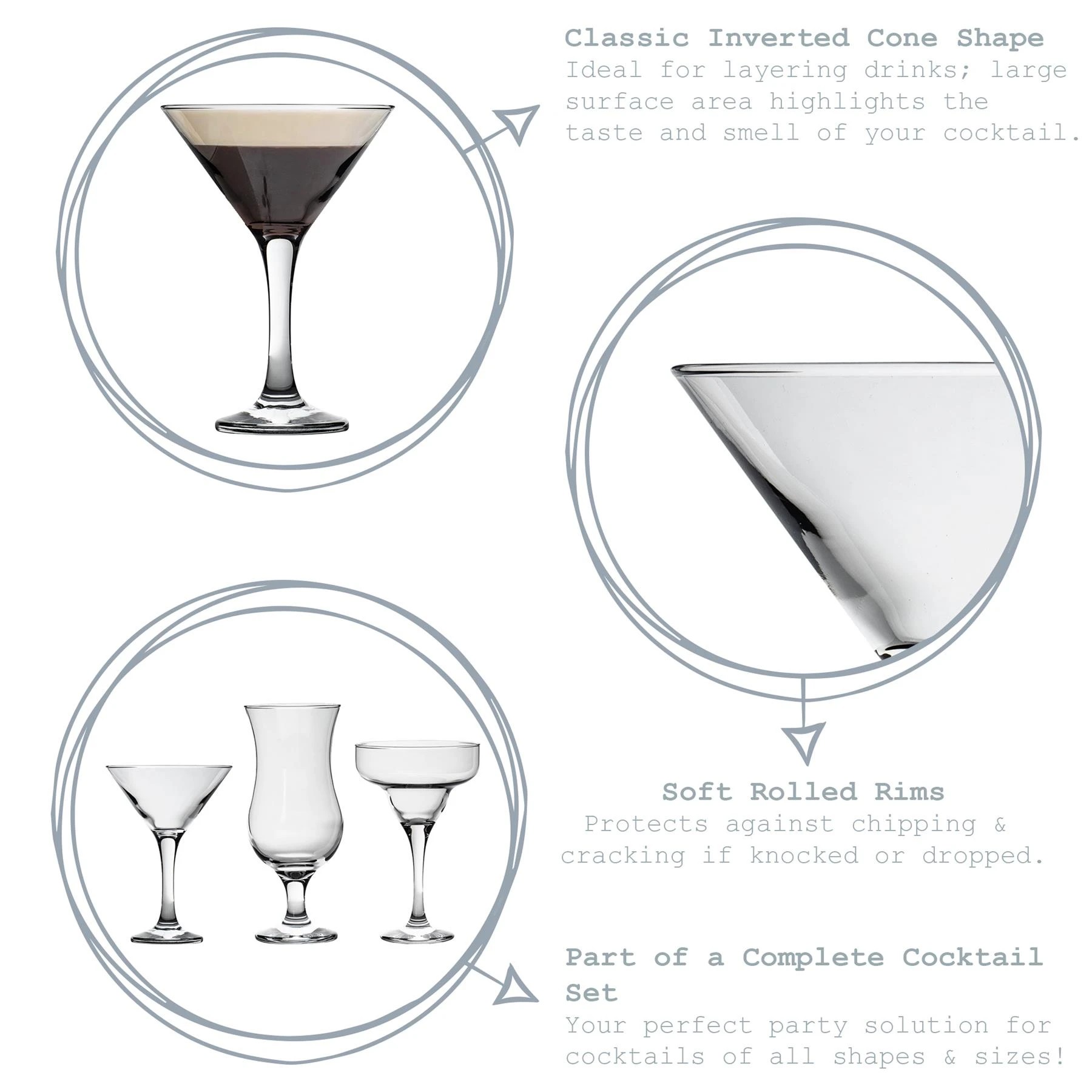 2 LAV Misket Martini Glasses - 175ml - Pack of 12 - Clear, 2 of 7