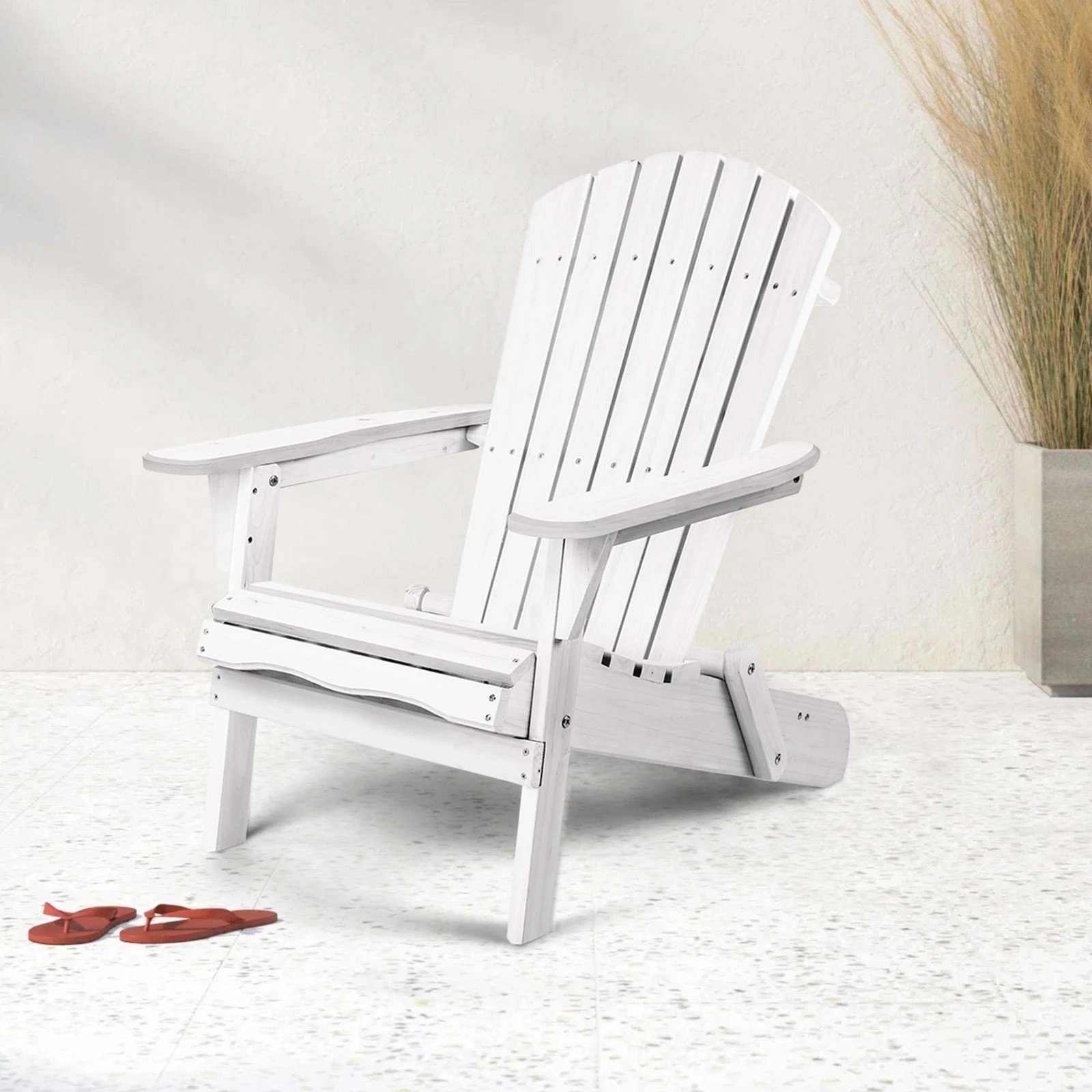 9 Alfordson Outdoor Chair Wooden Adirondack Patio Furniture Beach Garden - White, 9 of 9