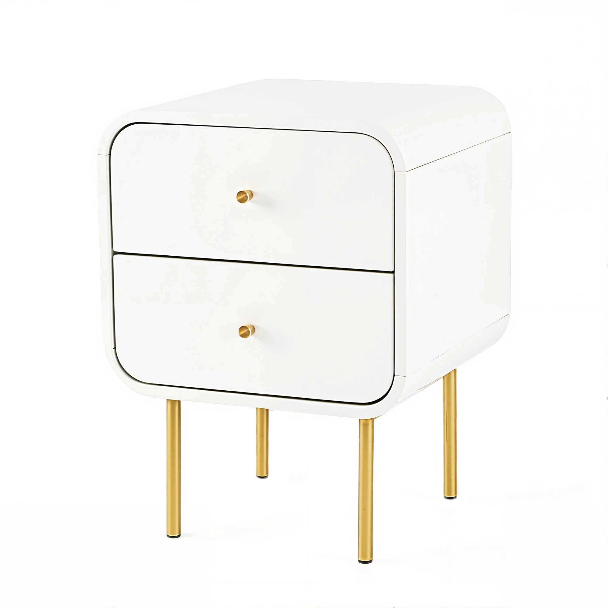 1 Artiss Bedside Table 2 Drawers Side End Table Nightstand - White, 1 of 5