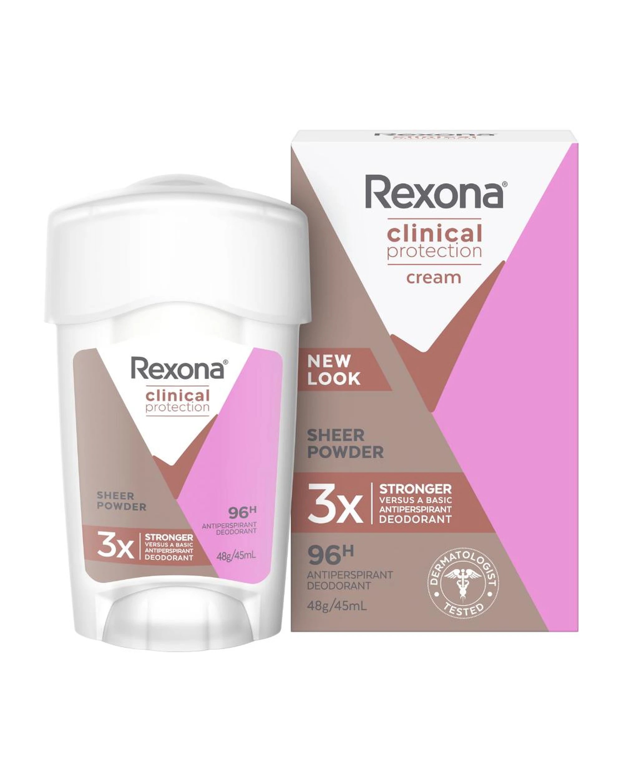 2 6 x Rexona Clinical Protection 96H Sheer Powder Antiperspirant Cream Deodorant 45mL, 2 of 5