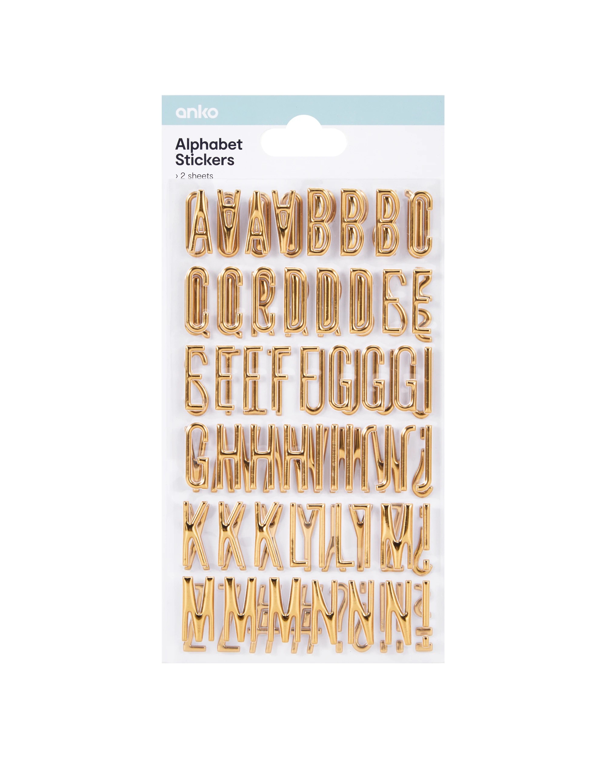 1 2 Pack Alphabet Stickers - Gold Look, 1 of 3
