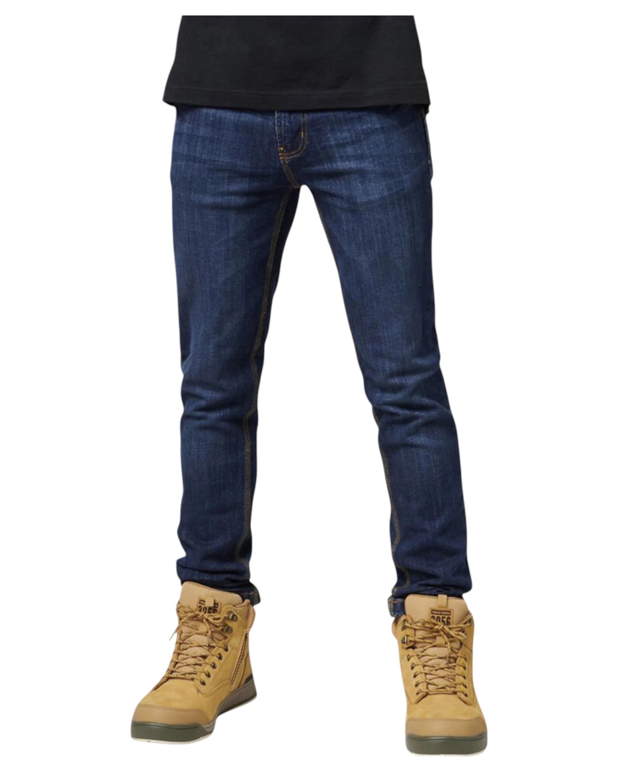 6 Hard Yakka Mens Heritage Slim Fit Jeans Tough Denim INDIGO, 6 of 8