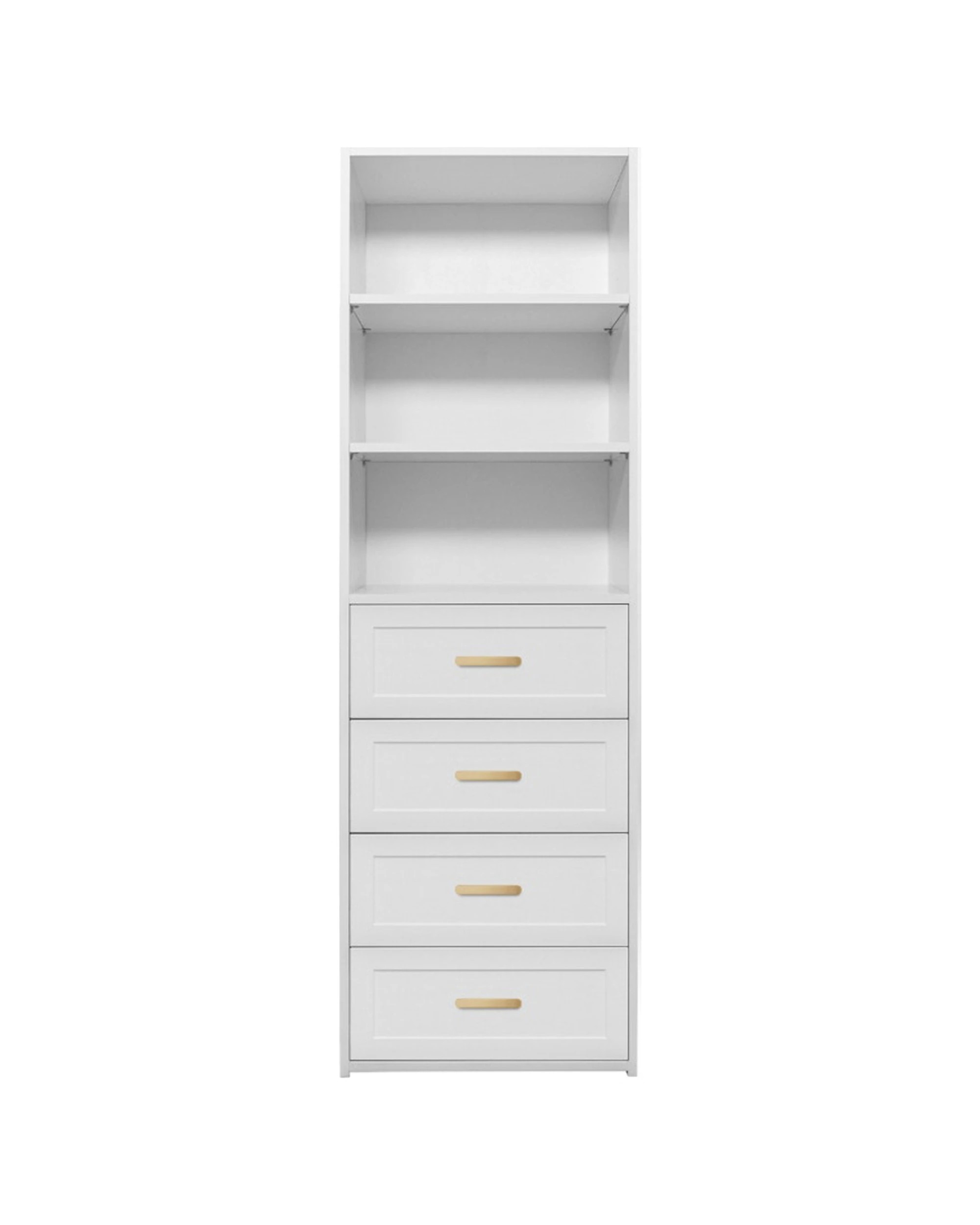 3 European Cabinetry Geneva Built In Wardrobe Hampton Panel Brass Oval Handle - White, 3 of 3