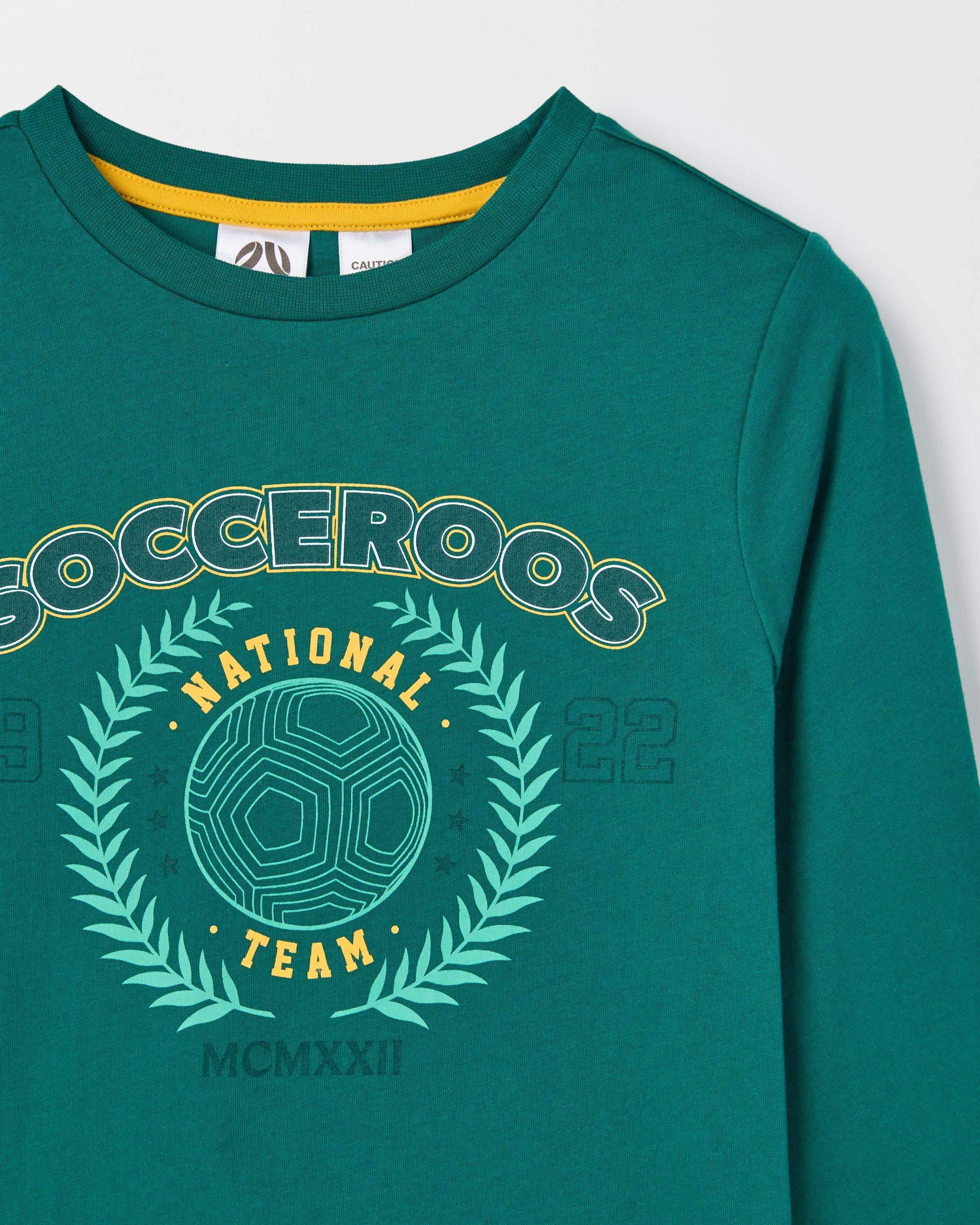 2 Socceroos Australian Cotton Older Boys Jersey Pyjama Set SOCCEROOS, 2 of 4