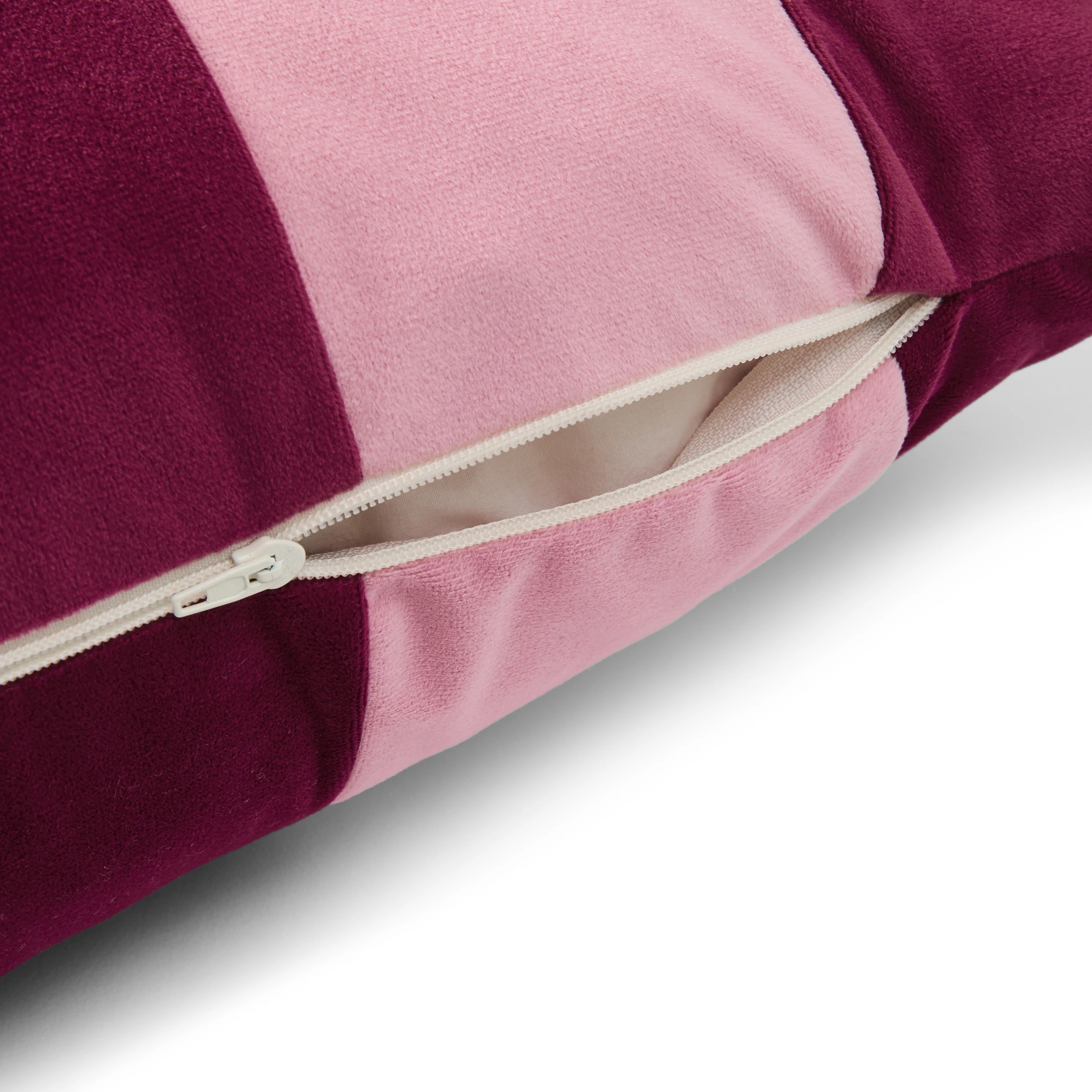 6 60cm Stripe Velvet Cushion Cover - Berry and Pink, 6 of 6
