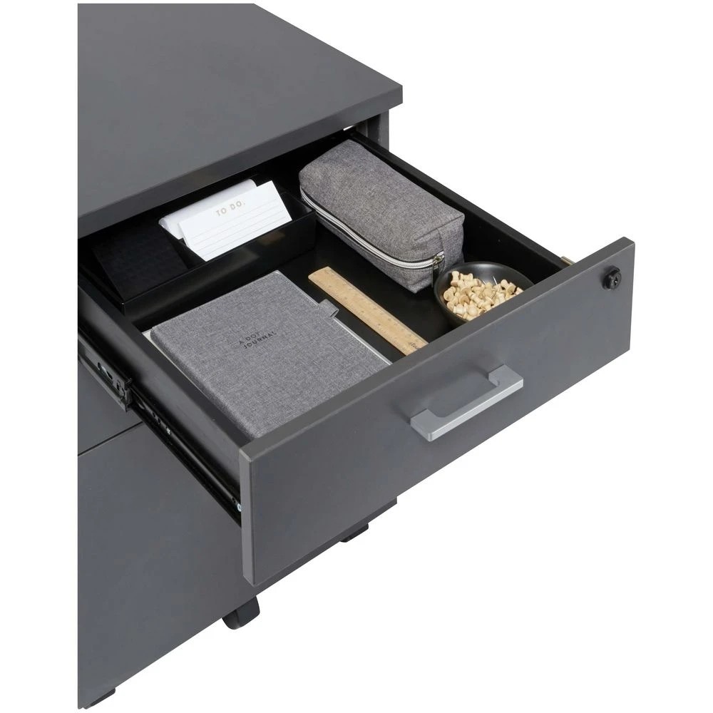 3 Toro 3 Drawer Pedestal Dark Grey Cabinets Pedestals, 3 of 10