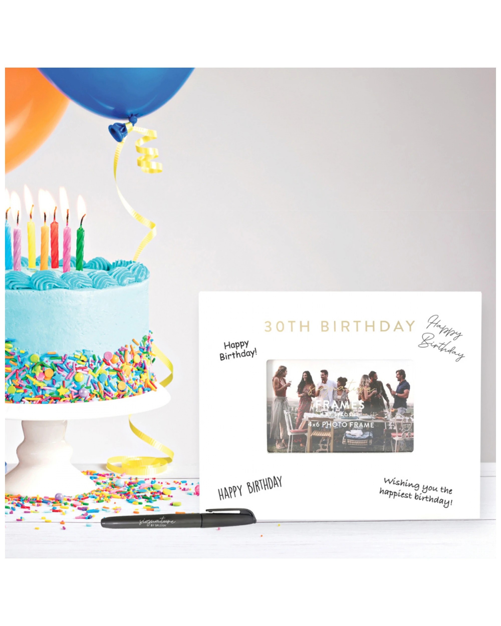 2 Splosh 30th Birthday Signature Photo Frame W/ Marker Home Decor 27.5x23cm White - White, 2 of 3
