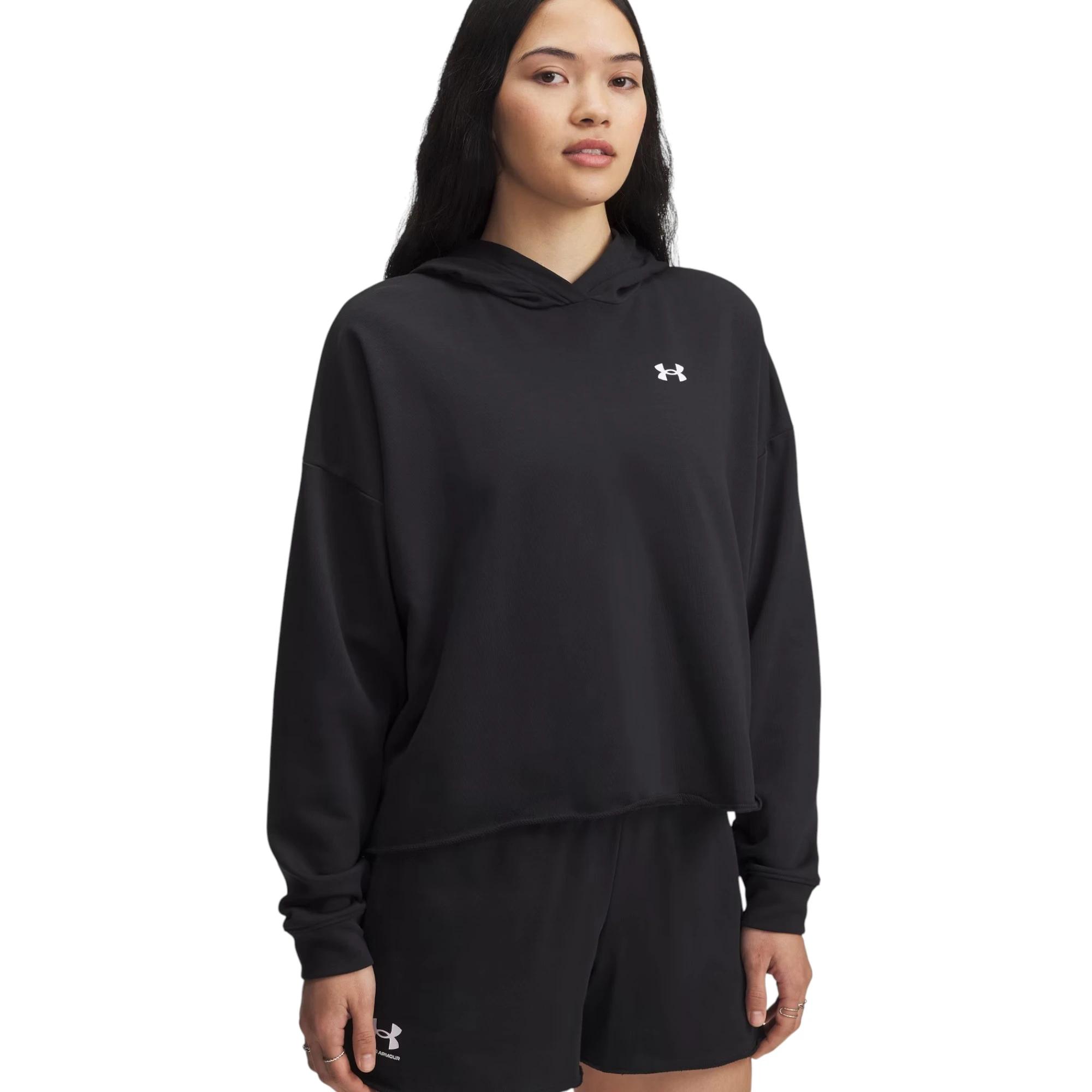 2 Under Armour Womens Rival Terry Oversized Black Hoodie BLACK, 2 of 2
