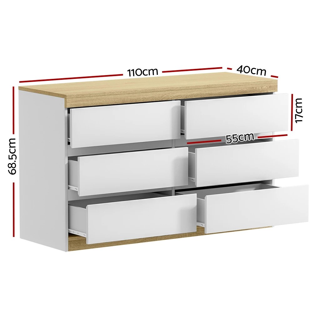 3 Artiss 6 Chest of Drawers Tallboy Cabinet - LIOR - White, 3 of 7
