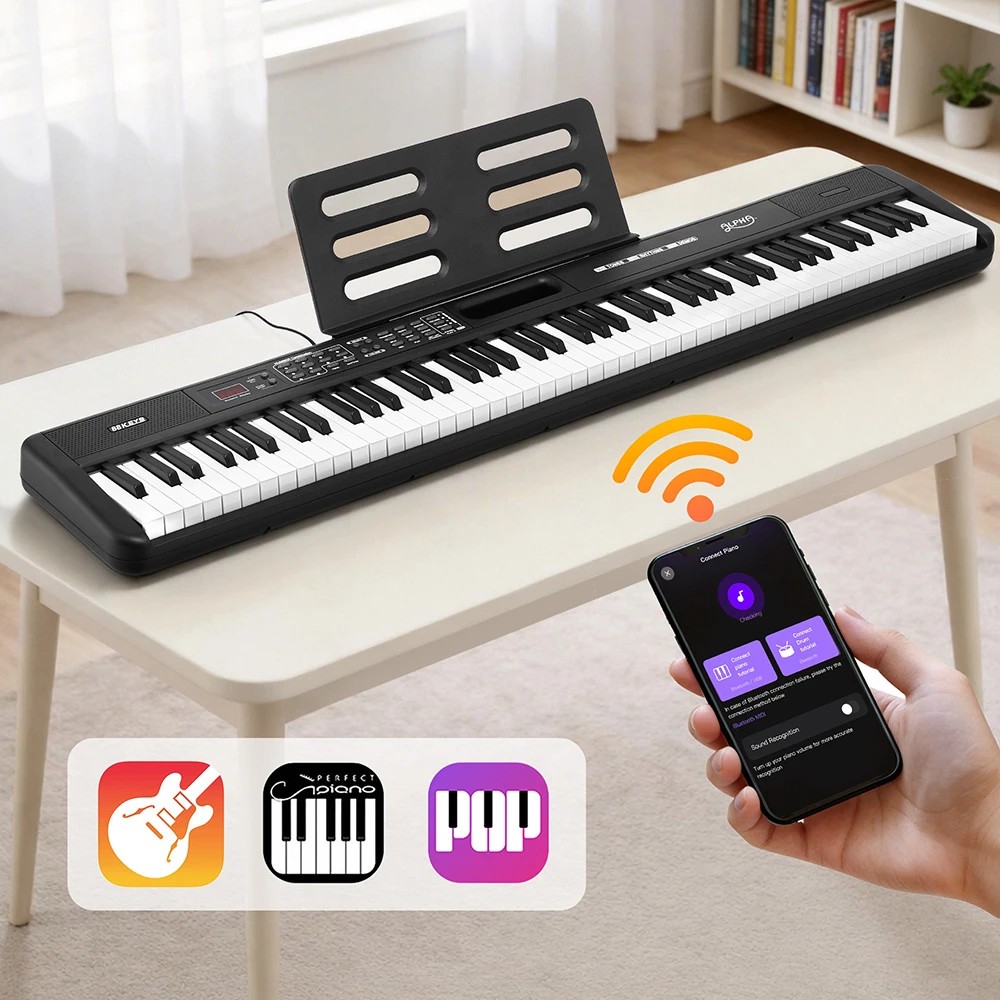 5 Alpha Piano Keyboard 88 Keys Electric Electronic Keyboard Piano Gift Black - Black, 5 of 7