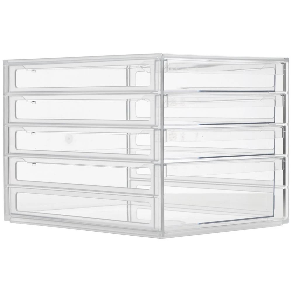 1 J.Burrows Desktop File Organiser 4 Drawer Clear, 1 of 4