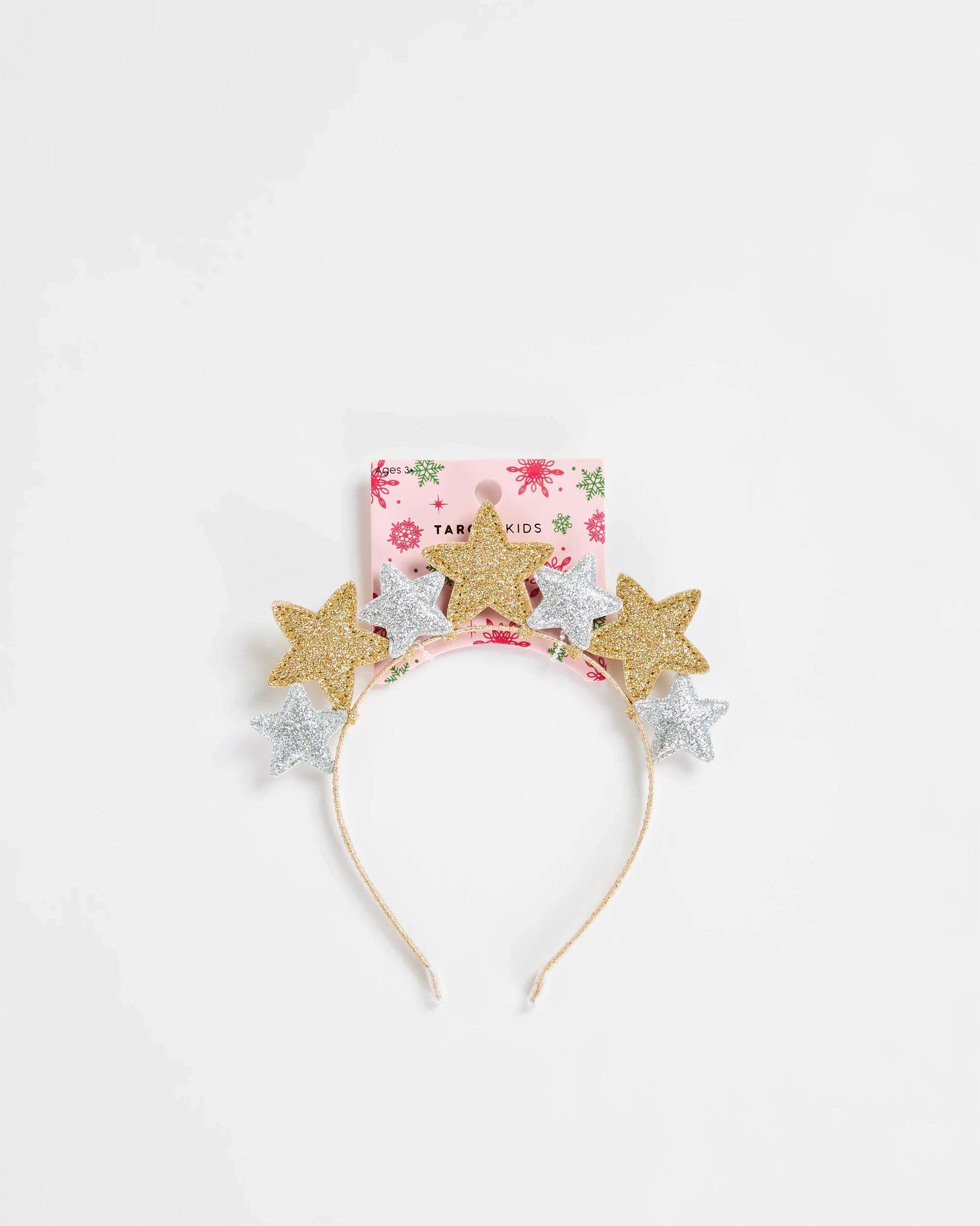 3 Target Kids Christmas Metallic Puff Stars Headband GOLD / SILVER, 3 of 3
