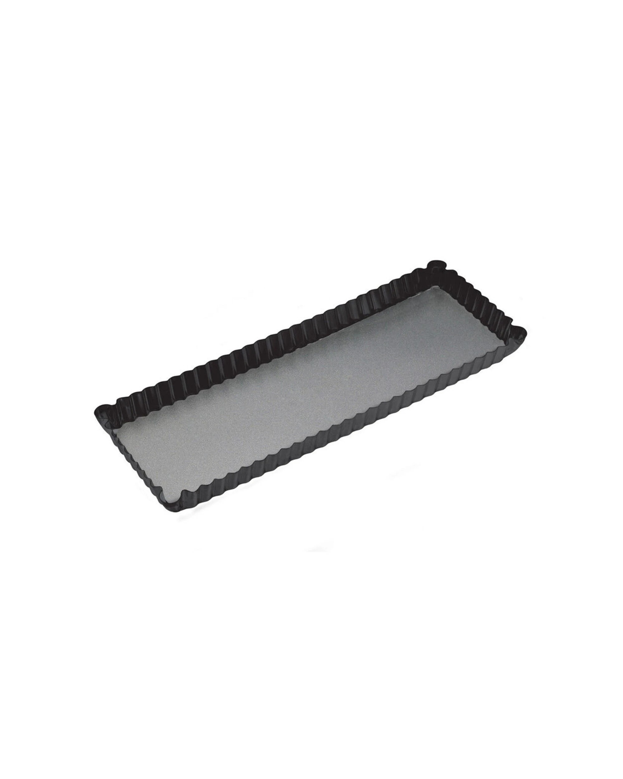 2 Mastercraft 2x 36x13cm Loose Base Non-Stick Rectangle Flan Quiche Pan - Black, 2 of 7