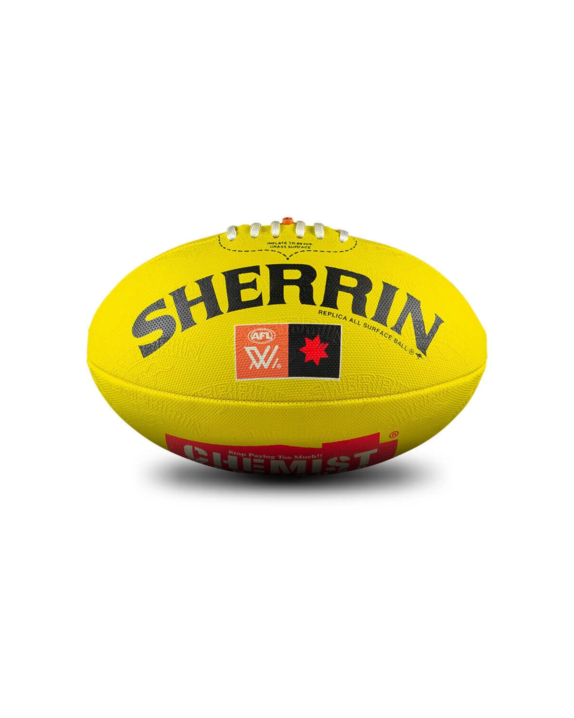 2 Sherrin AFLW Replica All Surface Football 2PK Synthetic Rubber Great Grip - Yellow, 2 of 5