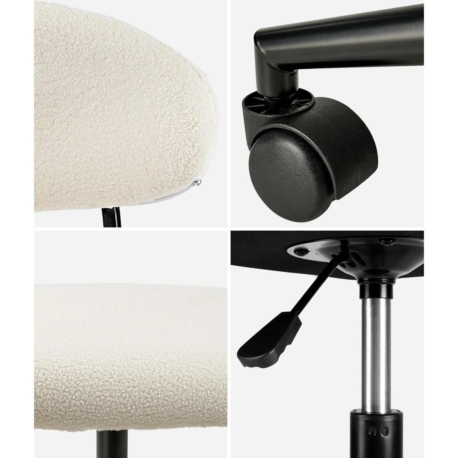 5 Oikiture Armless Office Chair Mid Back Wide Seat Swivel Home Desk Chair - White, 5 of 6