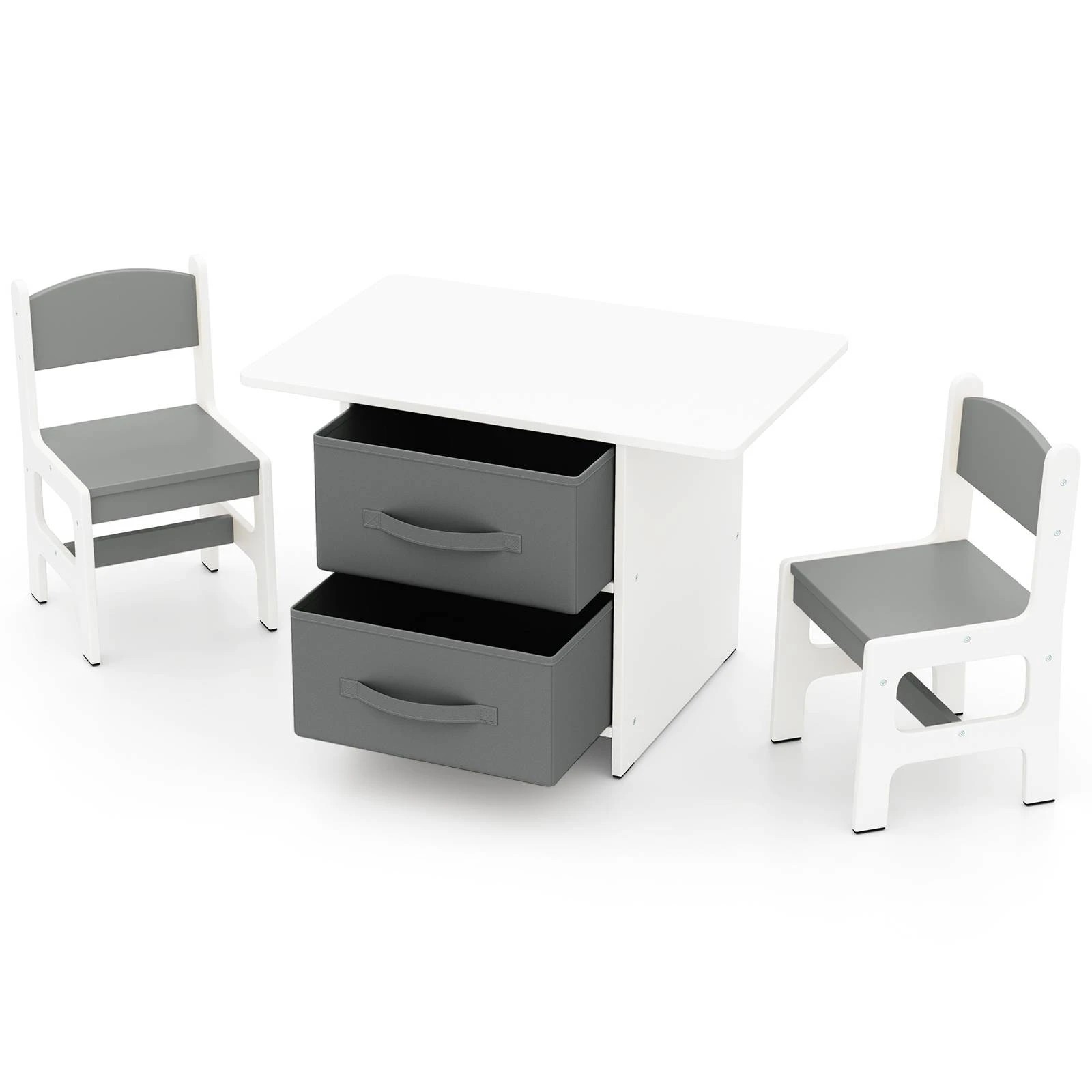 1 Costway 3PCS Table Chair Set Activity Desk w/Fabric Bins, 1 of 1