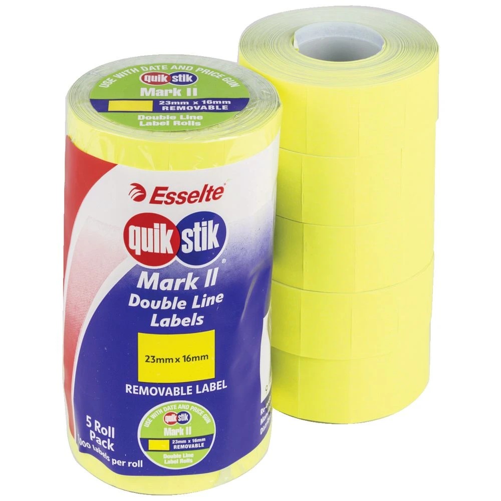 2 QuikStik Mark II Fluoro Yellow Removable Labels 5 Pack, 2 of 2