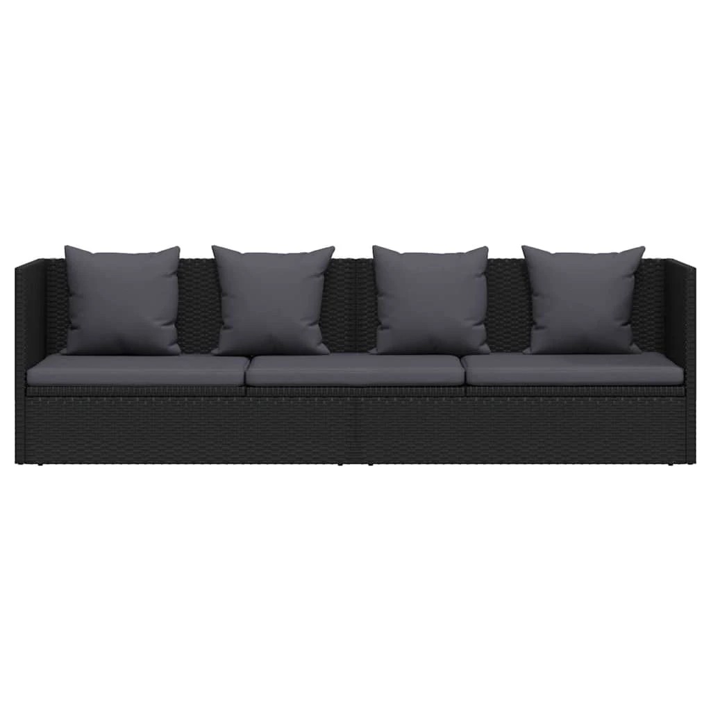 5 Vidaxl Garden Bed With Cushion And Pillow Poly Rattan - Black, 5 of 8