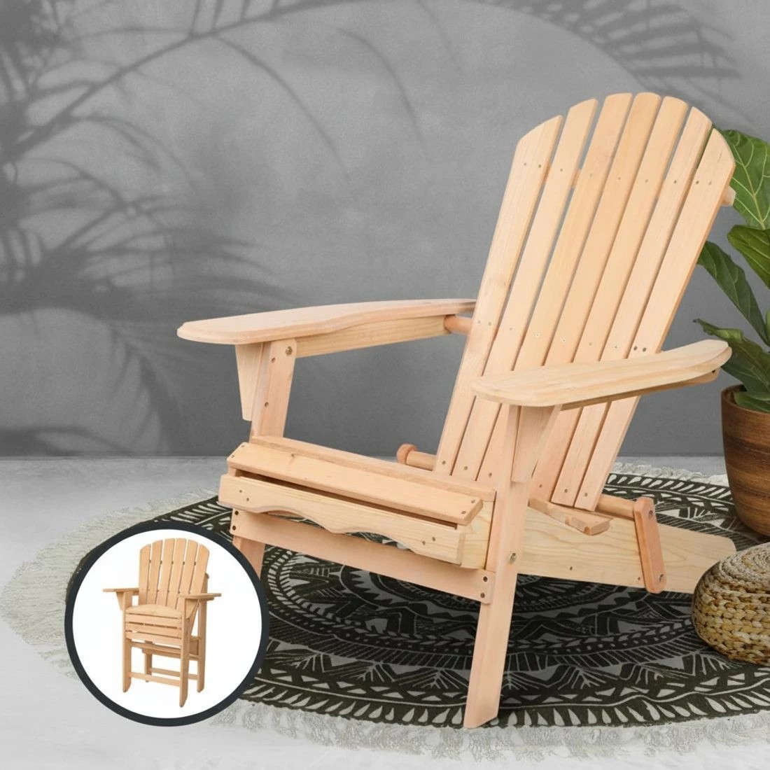 8 Gardeon Adirondack Outdoor Chairs - Natural, 8 of 10