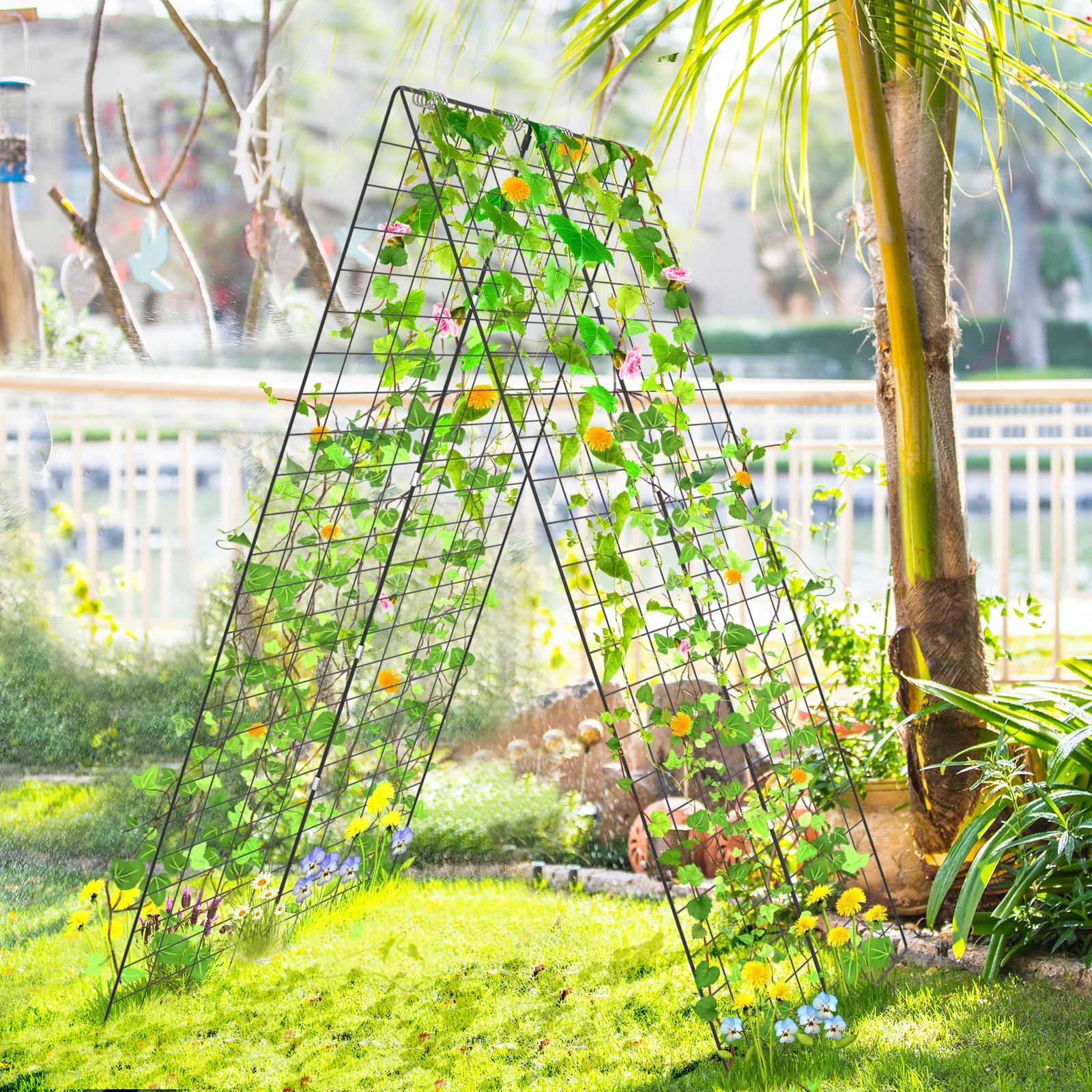 3 Costway 2PCS Climbing Plant Support Garden Trellis w/Stake for Greenhouse, 3 of 4