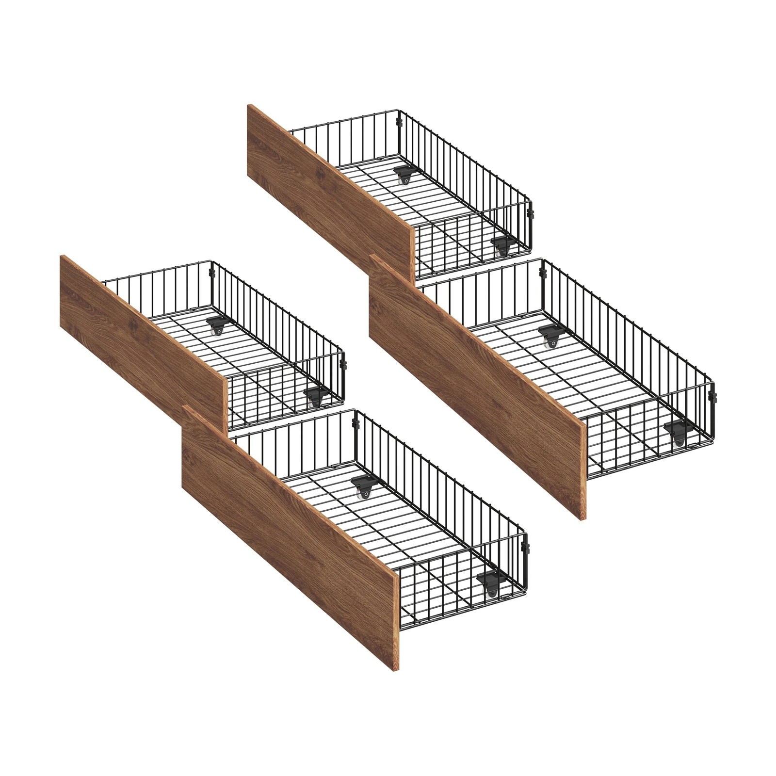 1 Oikiture 4x Bed Frame Storage Drawers With Wheels Metal
 - Black, 1 of 9