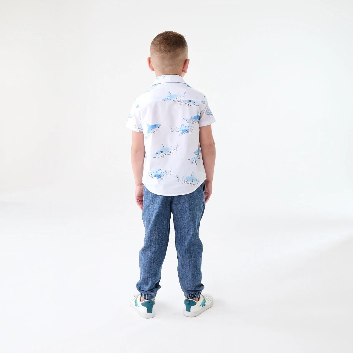6 Short Sleeve Print Shirt CUTE SHARKS SNOW WHITE, 6 of 6
