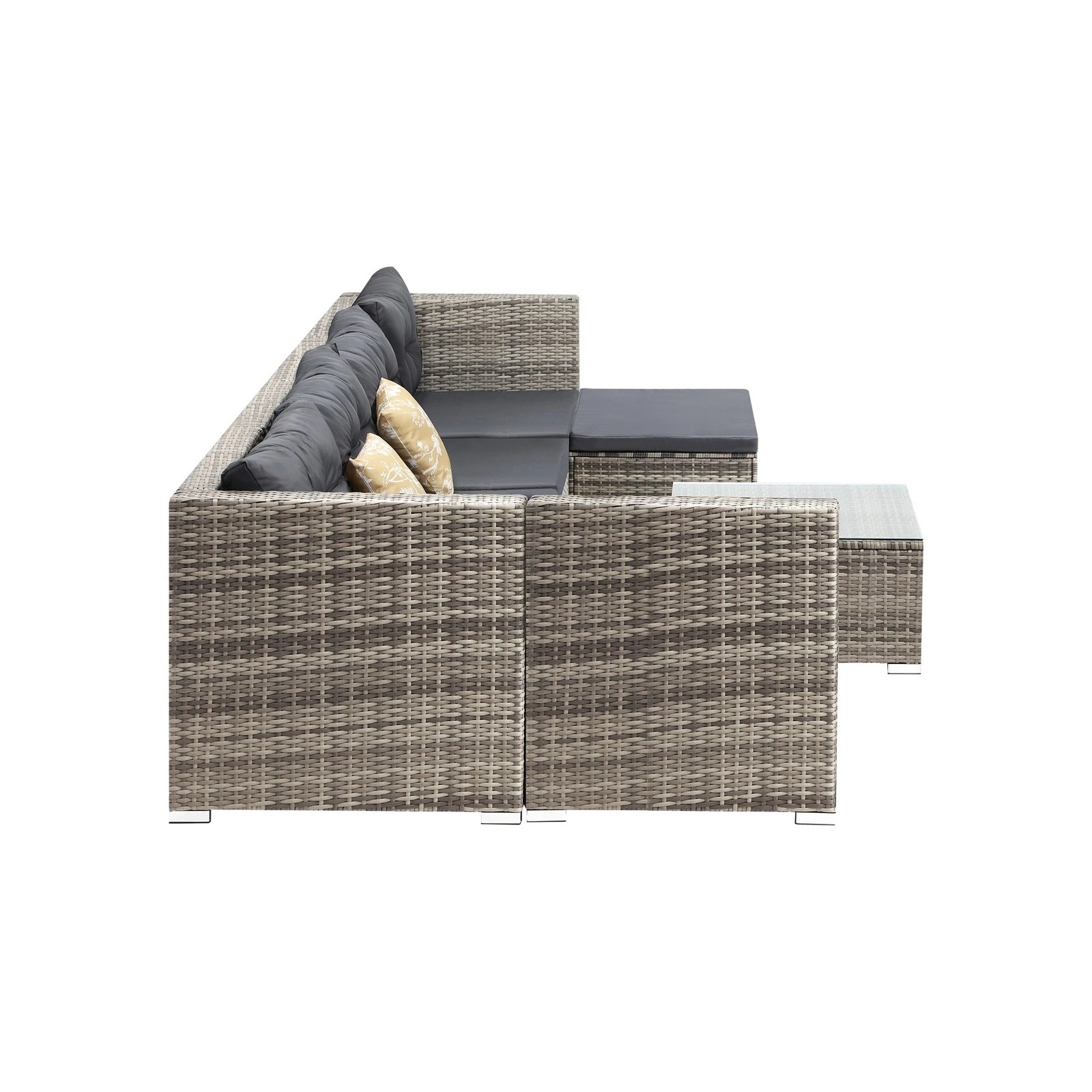 4 Livsip Outdoor Sofa Set 5 Seater Corner Modular Lounge Setting Patio Furniture
 - Grey, 4 of 9