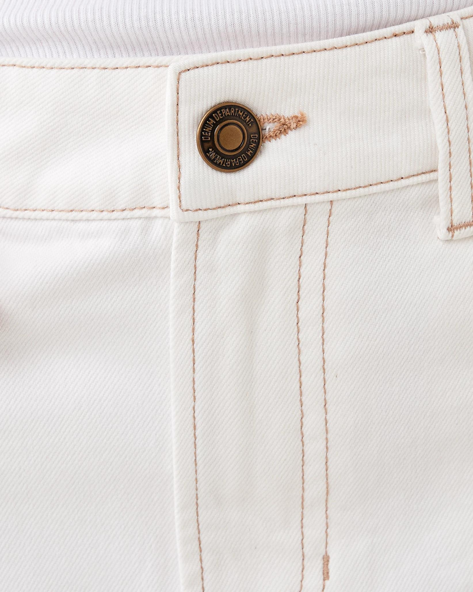 4 Denim A-Line Mini Skirt Ecru, 4 of 7