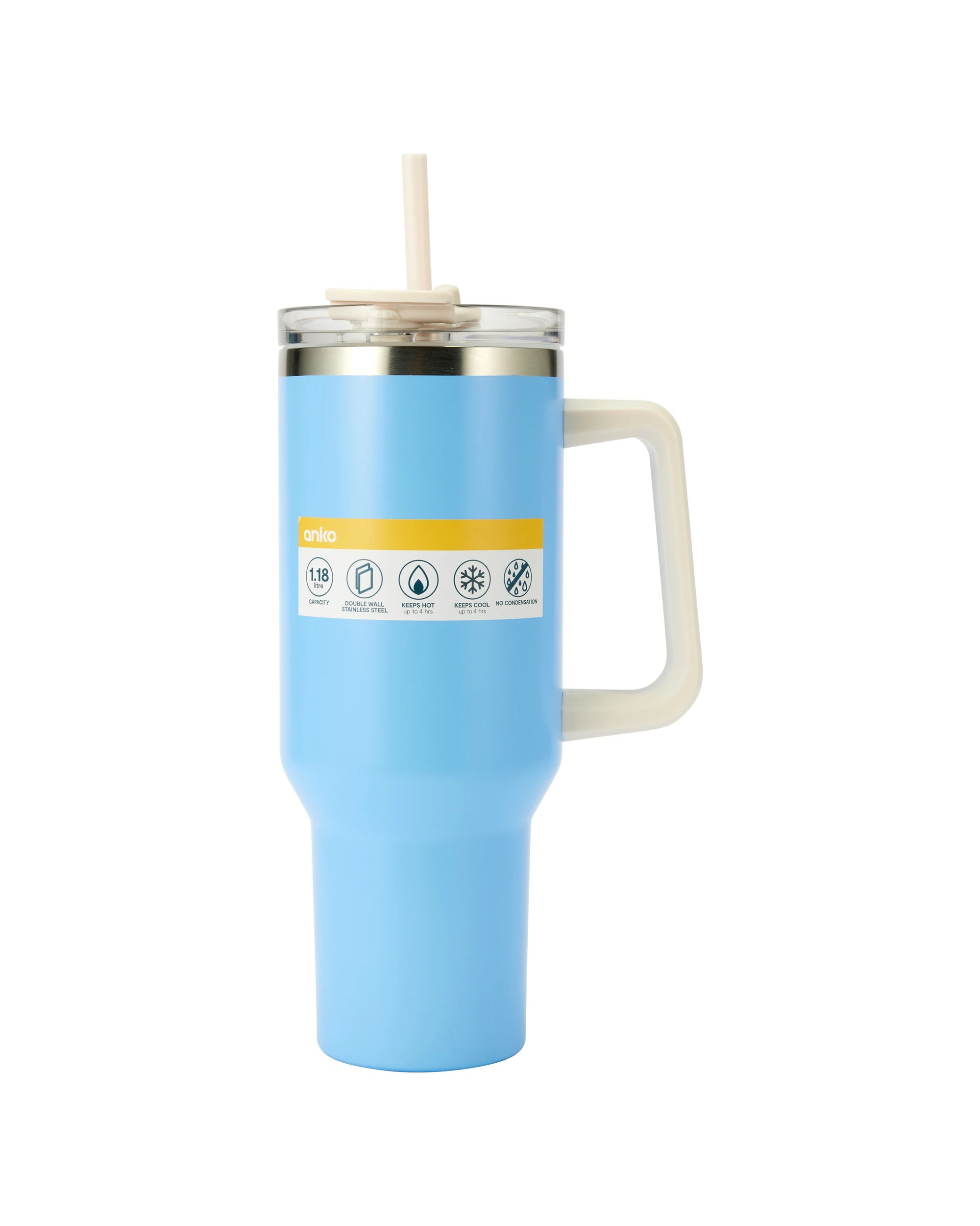 6 1.18L Blue Jumbo Tumbler with Handle, 6 of 6