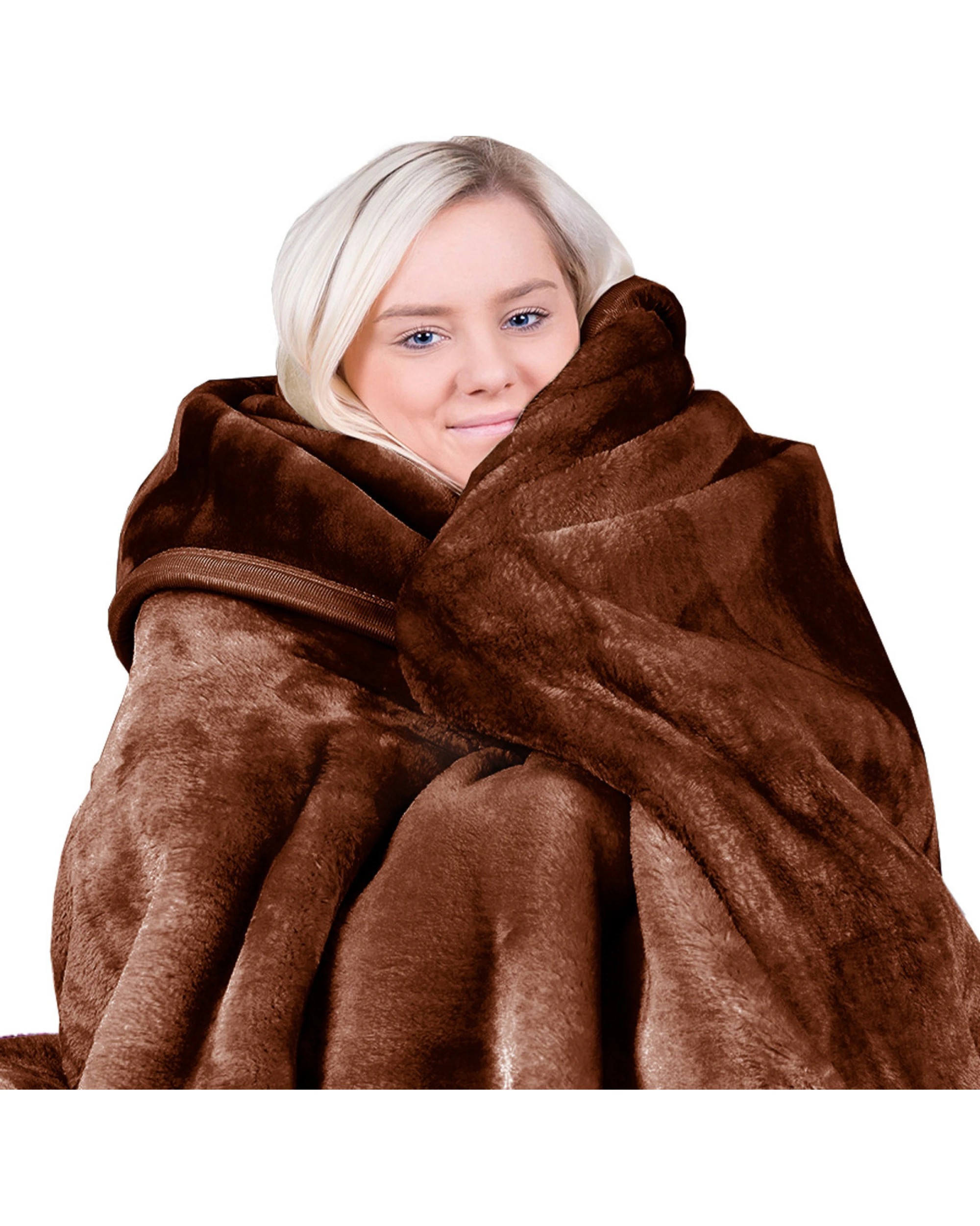 2 Laura Hill 800-gsm Mink Blanket Double-sided Soft Plush Bed Faux Throw Rug Chocolate
 - Queen Bed, 2 of 9