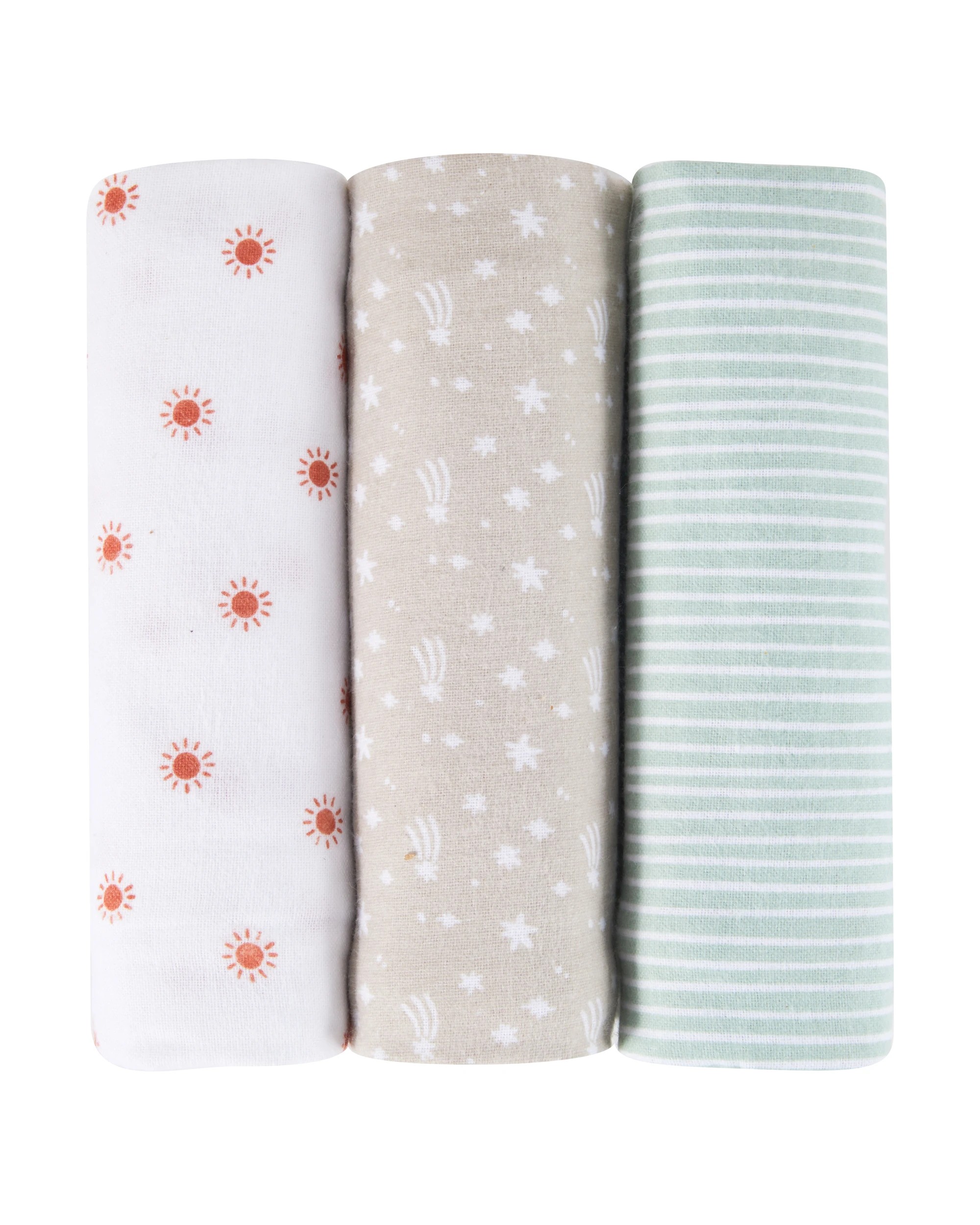 3 3 Pack Cotton Flannelette Wraps - Stars, 3 of 7