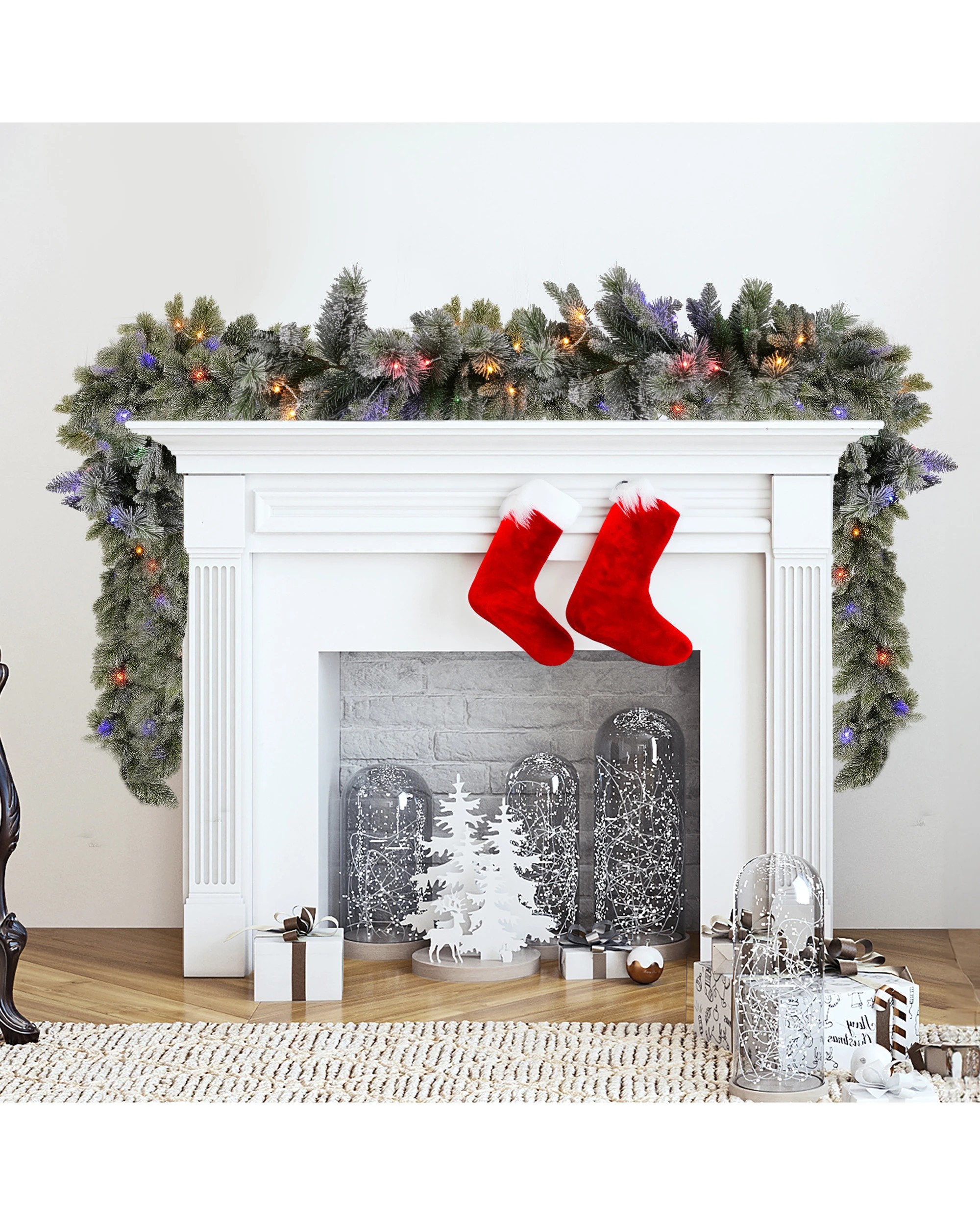 6 Christabelle 2.7m Christmas Garland Snowy With Led Lights Stamford Spruce Tree Decoration Ornament, 6 of 8