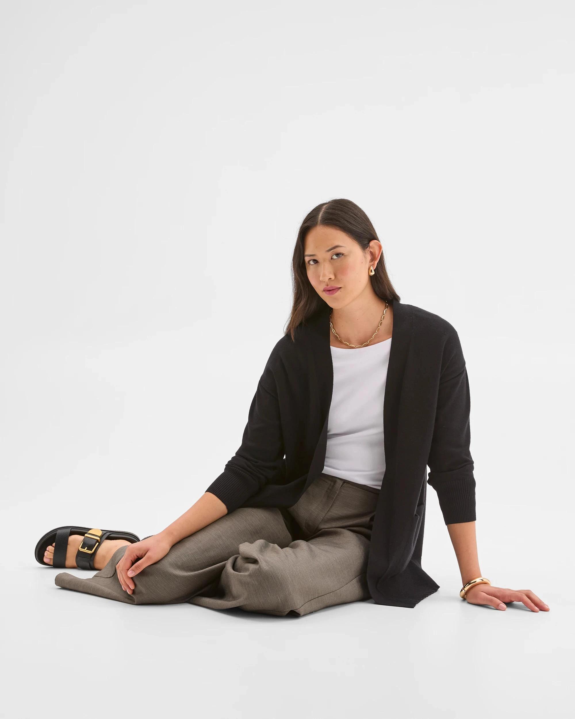 8 Preview Long Sleeve Edge To Edge Cardigan BLACK, 8 of 8