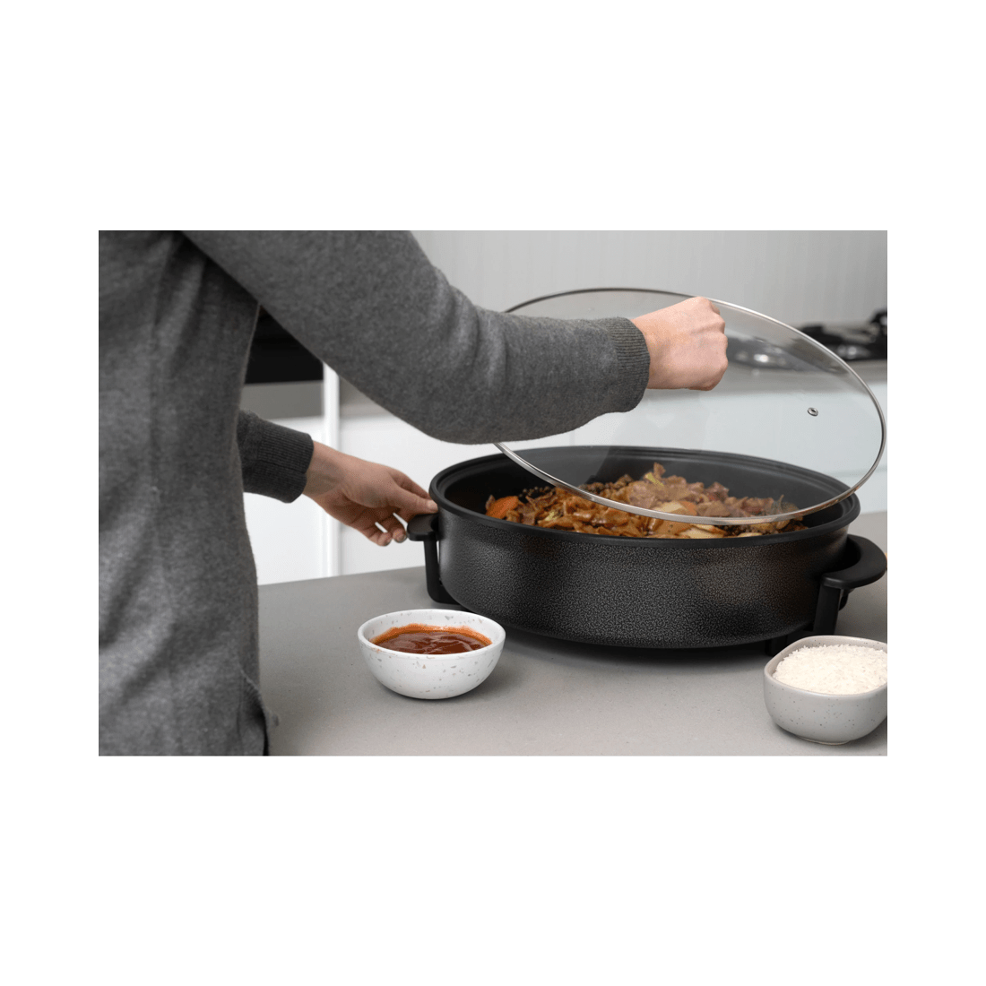 7 Healthy Choice 1500w 10l Non Stick Electric Fry Pan W/temperature Control/lid
 - Grey, 7 of 7