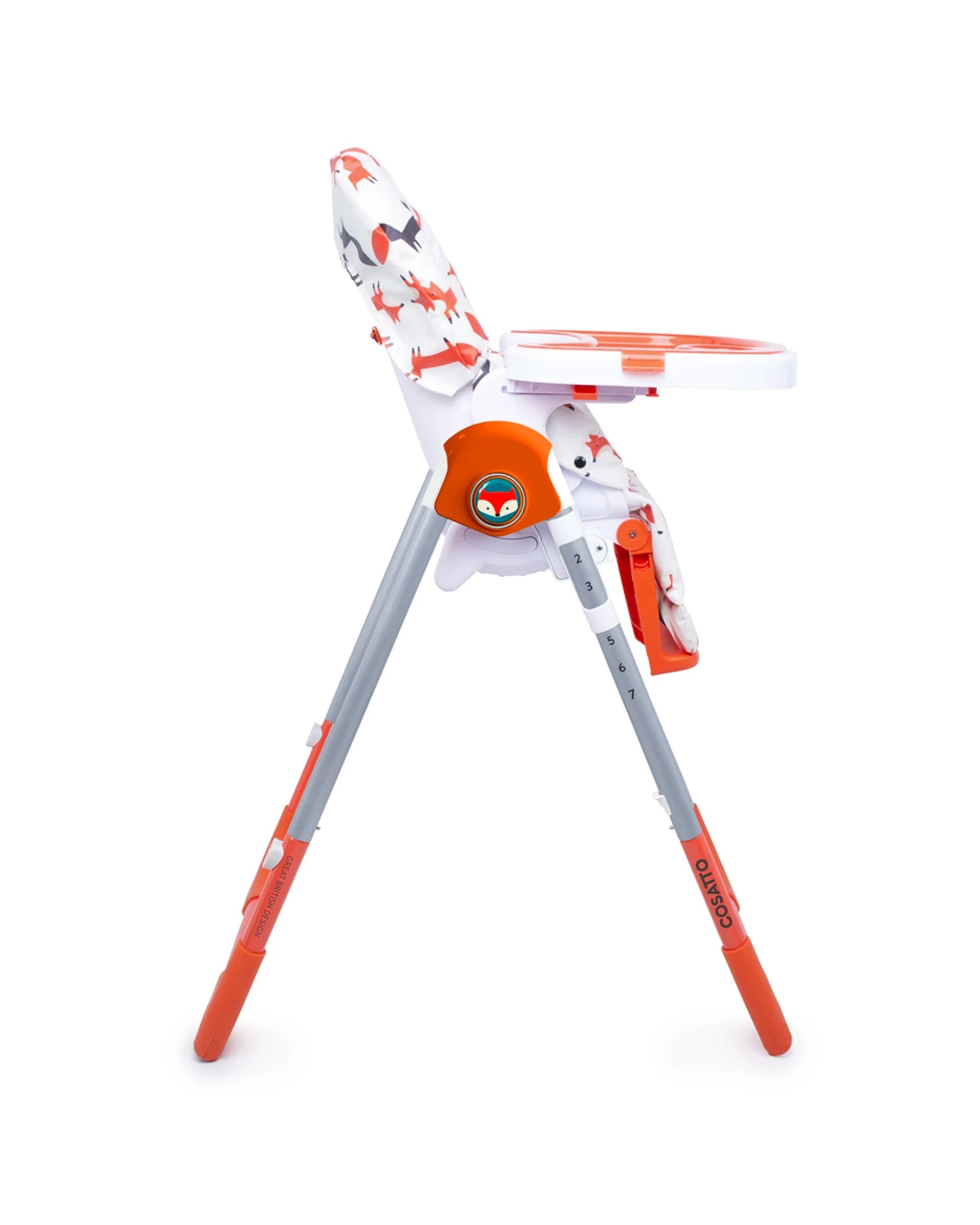 4 Cosatto Noodle 0+ Baby Feeding Highchair Mr Fox Reclining Seat Adjustable Height Easy Mr Fox - Orange, 4 of 7