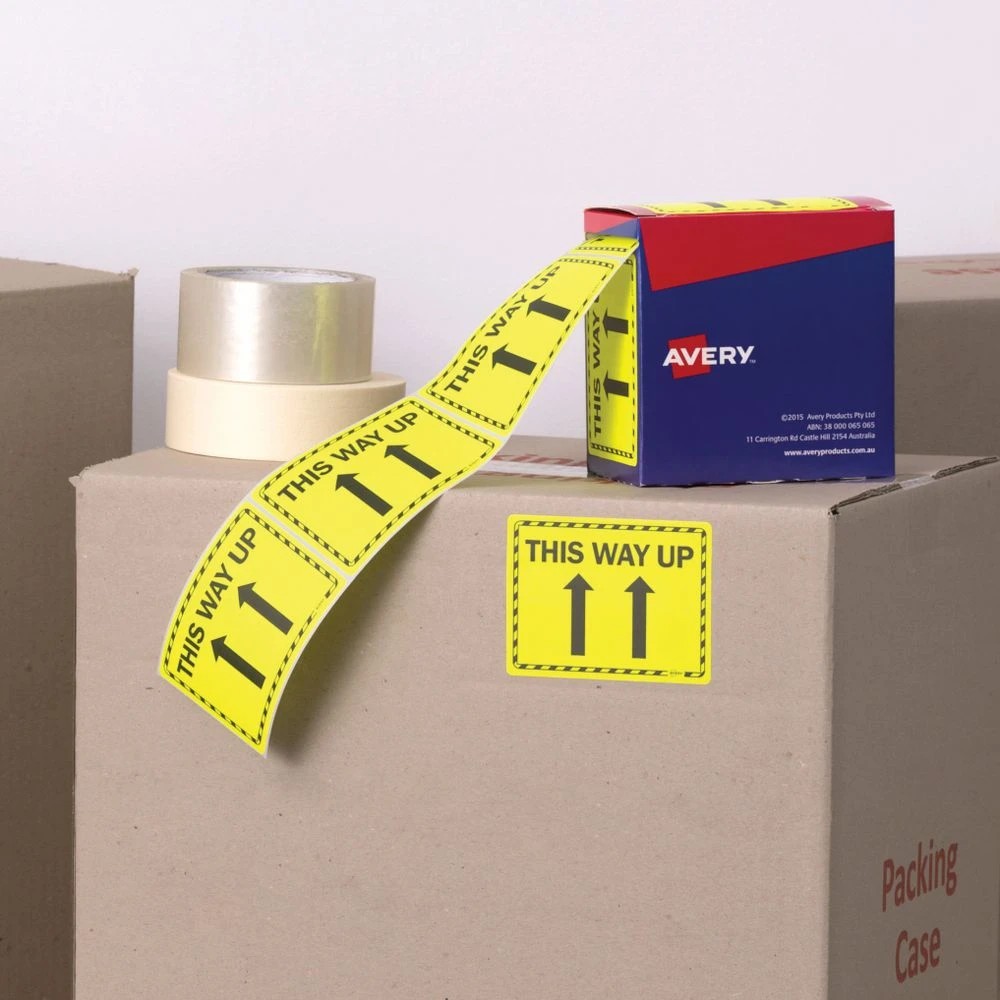 2 Avery This Way Up Labels 75 x 99.6mm Yellow 750 Pack, 2 of 3