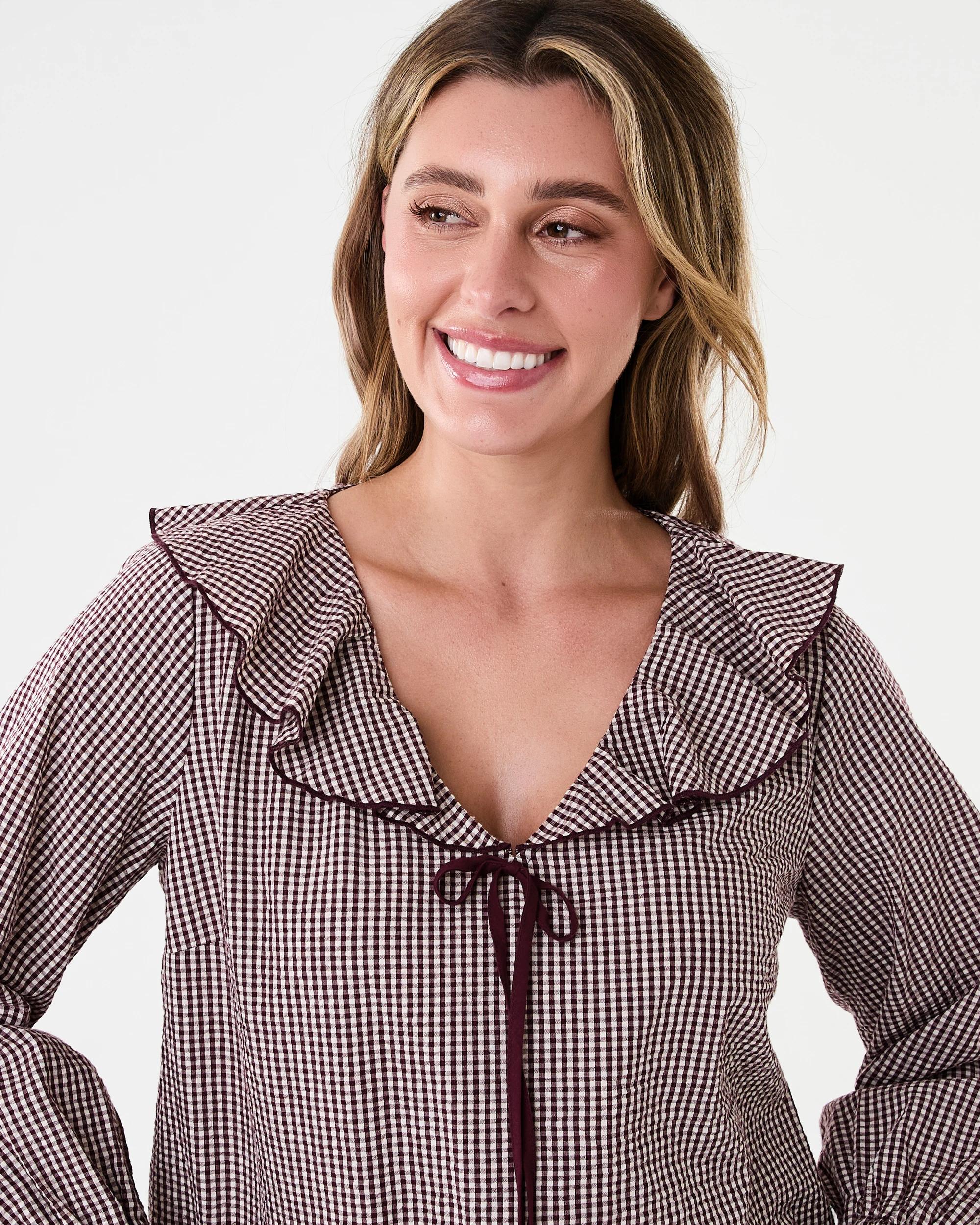 4 Long Sleeve Frill Collar Blouse Burg Ging, 4 of 7