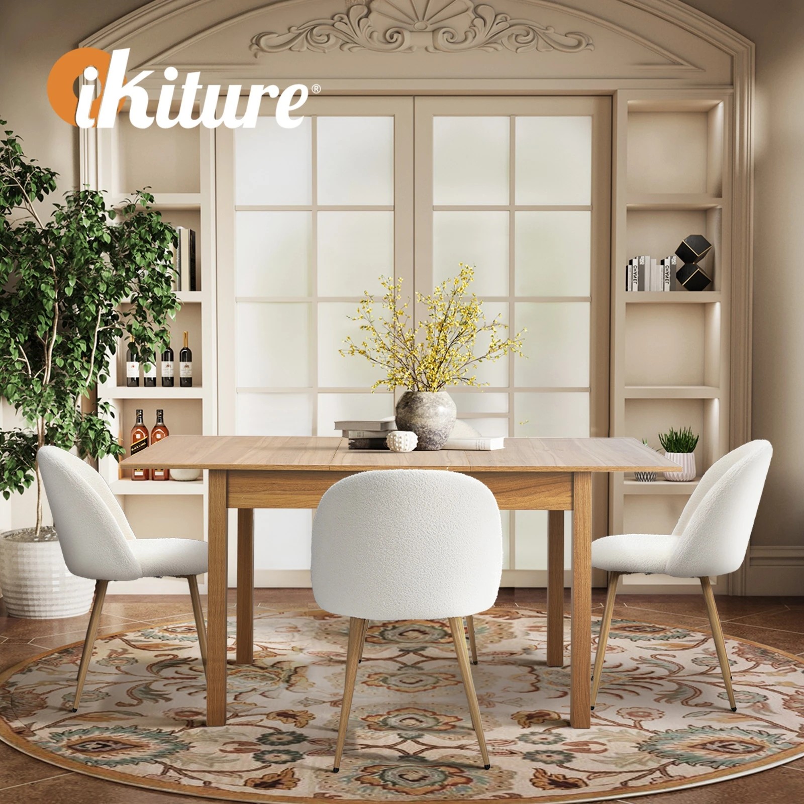 7 Oikiture 5pc Extendable Dining Table and Chairs Kitchen Dining Set - Natural, 7 of 9